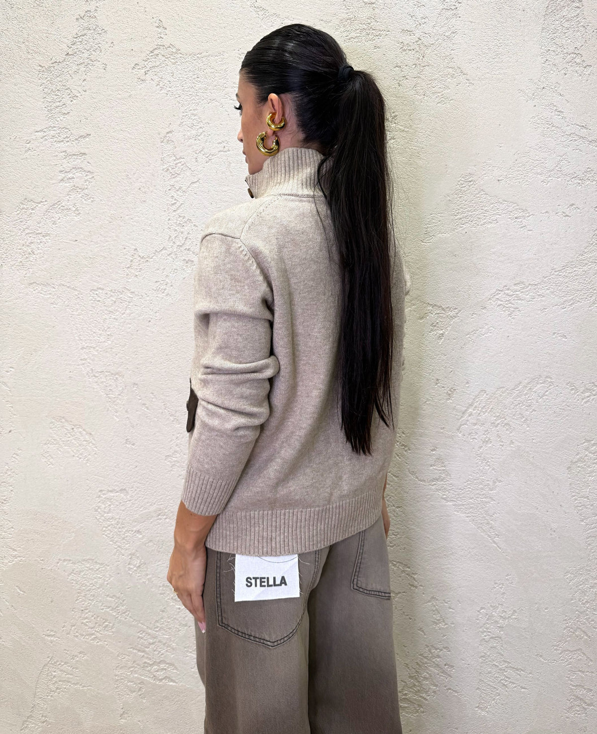 Cardigan con inserti scamosciati