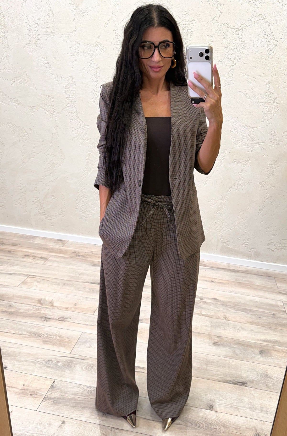 Blazer Elara Pied de Poule monopetto