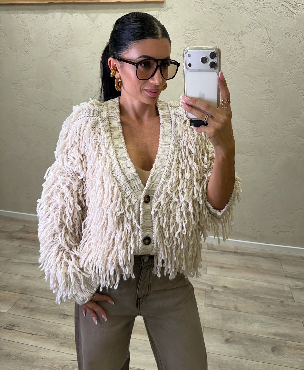 Cardigan Fringes in misto lana