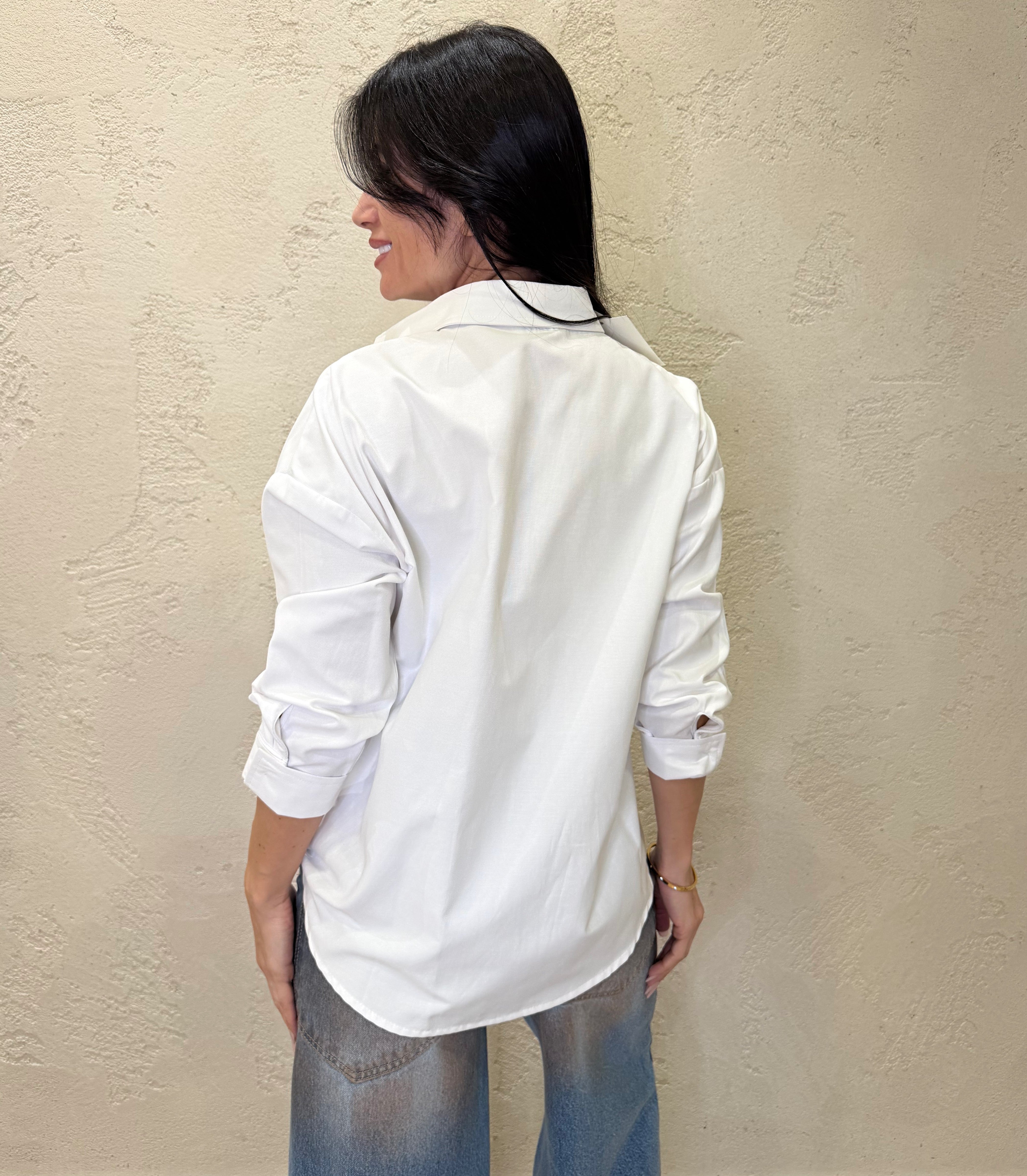 camicia ampia tessuto oxford C881A047 BIANCO DIXIE 
