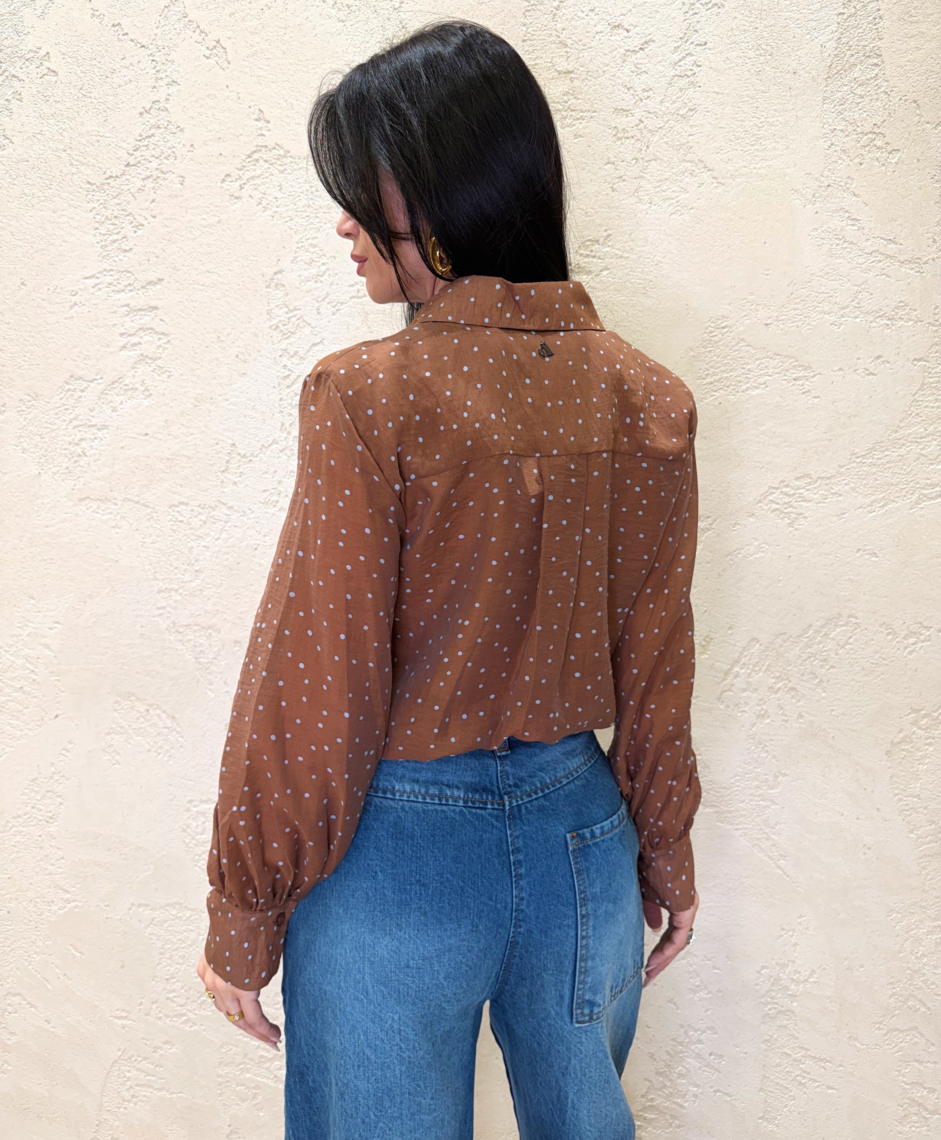 camicia in lyocell a pois CDQC1GL TABACCO DIXIE 