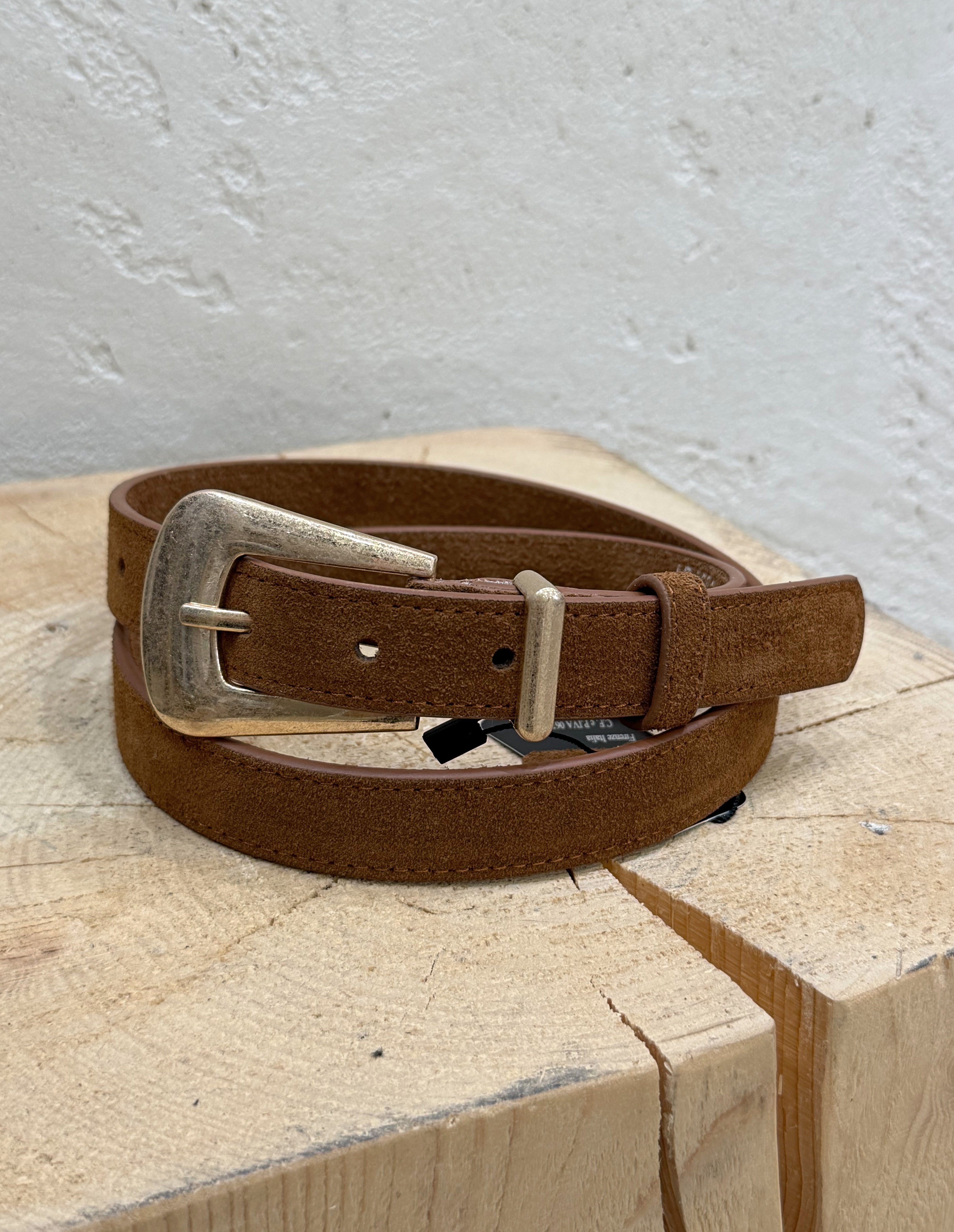 cintura in vera pelle scamosciata CINTSCAM CAMMELLO ELEVI 