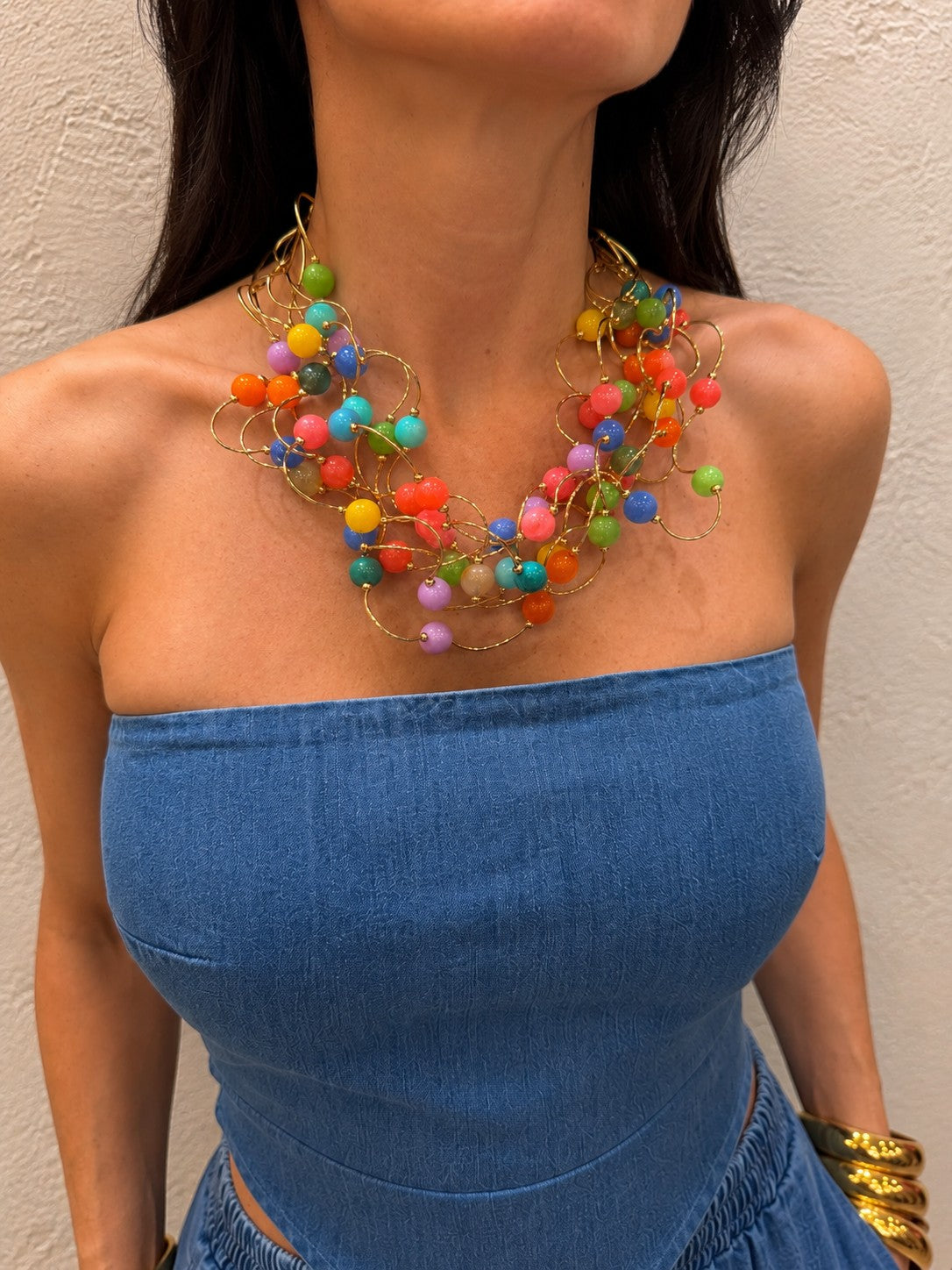 collana "nuvola" con perle intrecciate e dettagli dorati COL-NUVOLA MULTICOLOR ELEVI 