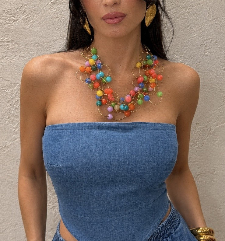 collana "nuvola" con perle intrecciate e dettagli dorati COL-NUVOLA MULTICOLOR ELEVI 