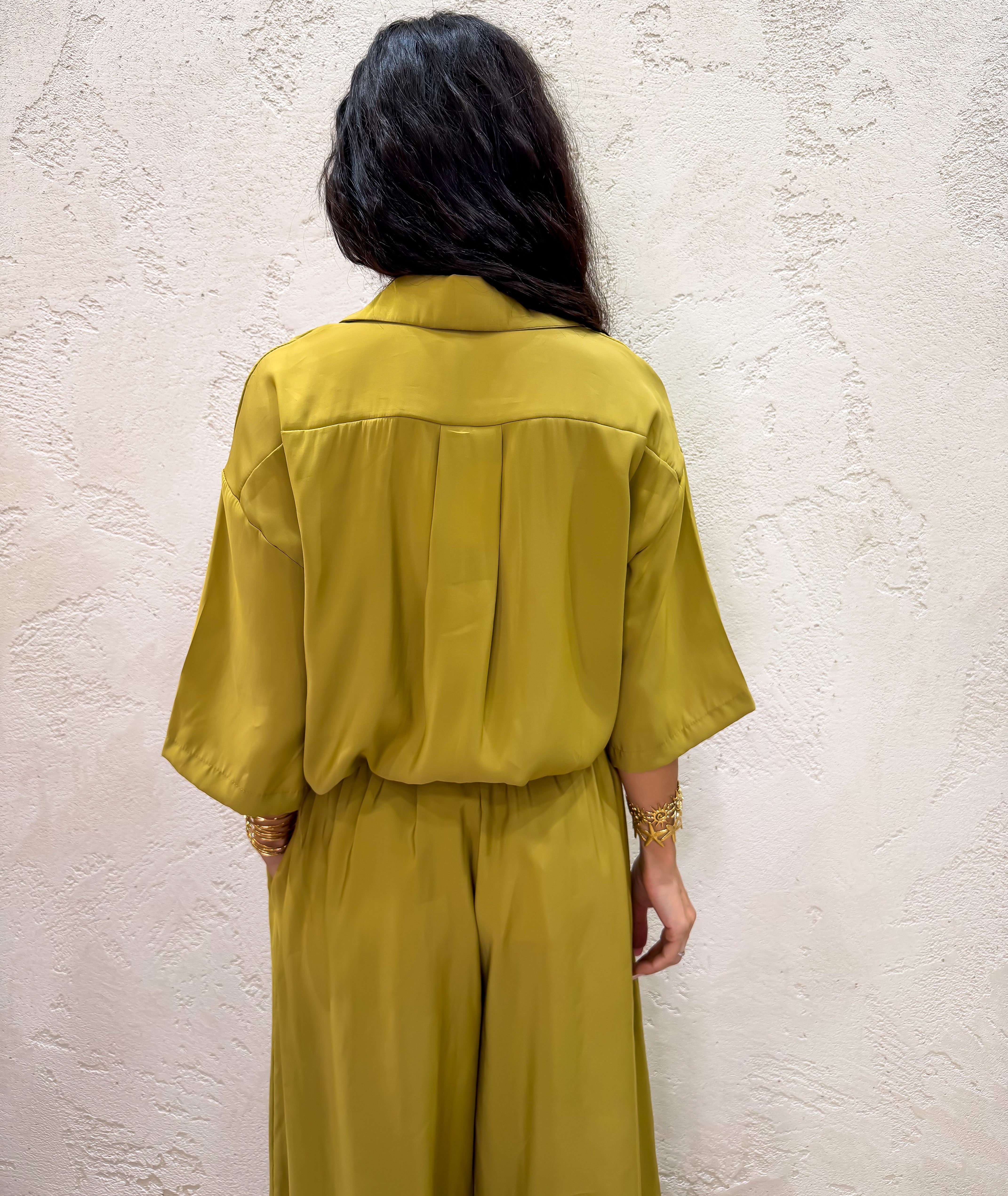 completo coordinato "aladin" camicia tasca pailettes e pantalone a palloncino COMPL-ALADIN OLIO ELEVI 