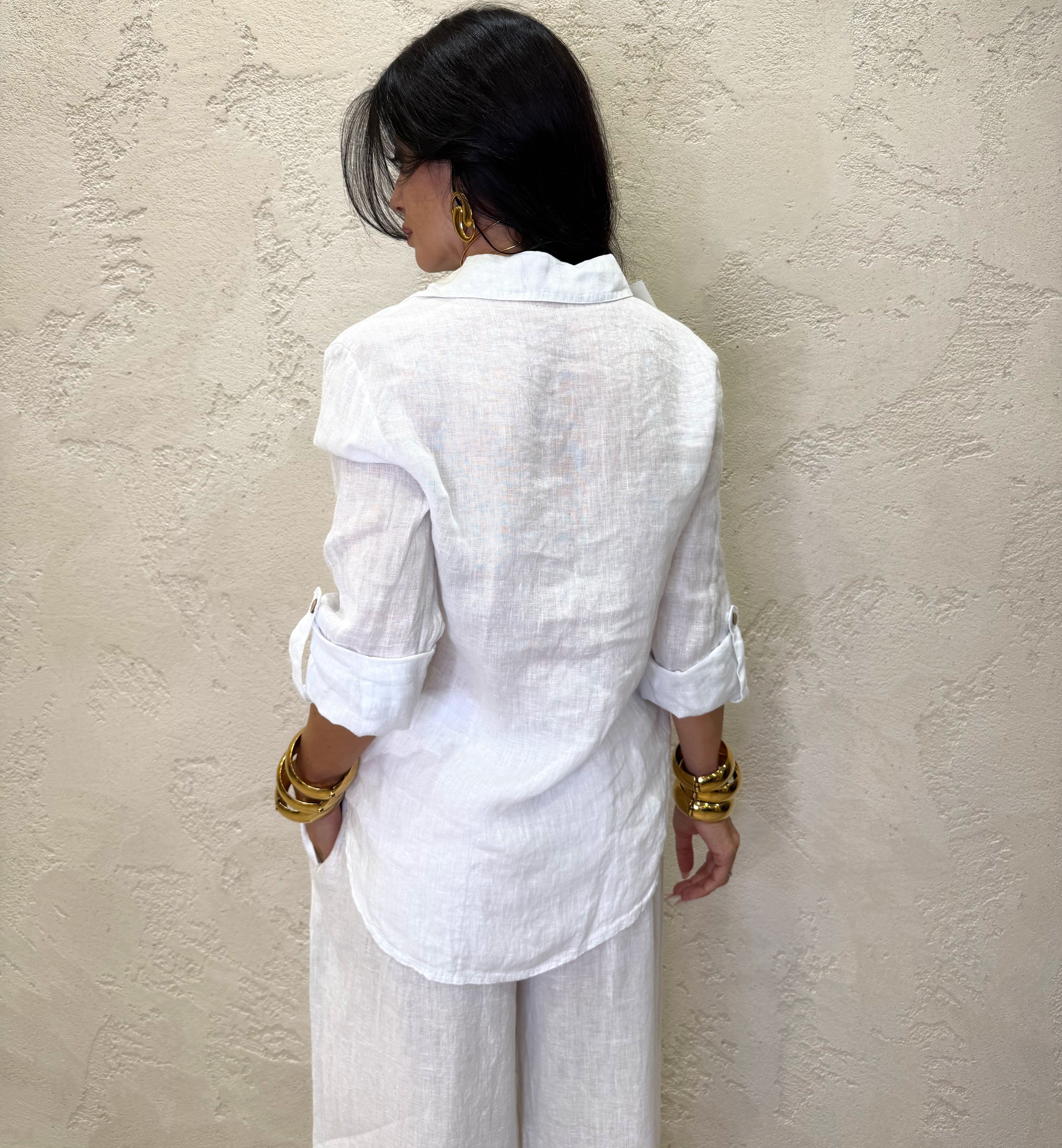 camicia "ARIA" 100% lino H4874 BIANCO ELEVI 
