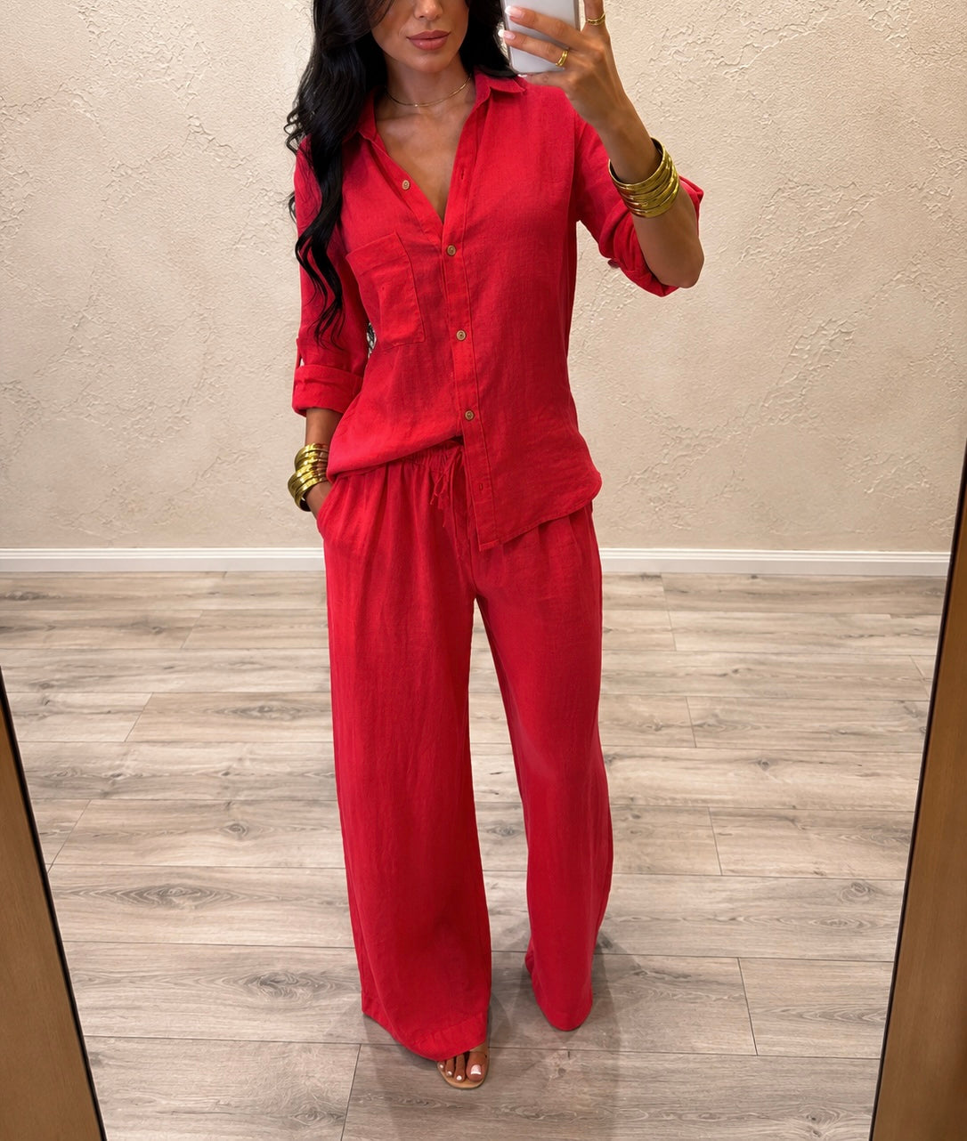 camicia "ARIA" 100% lino H4874 CORALLO ELEVI 