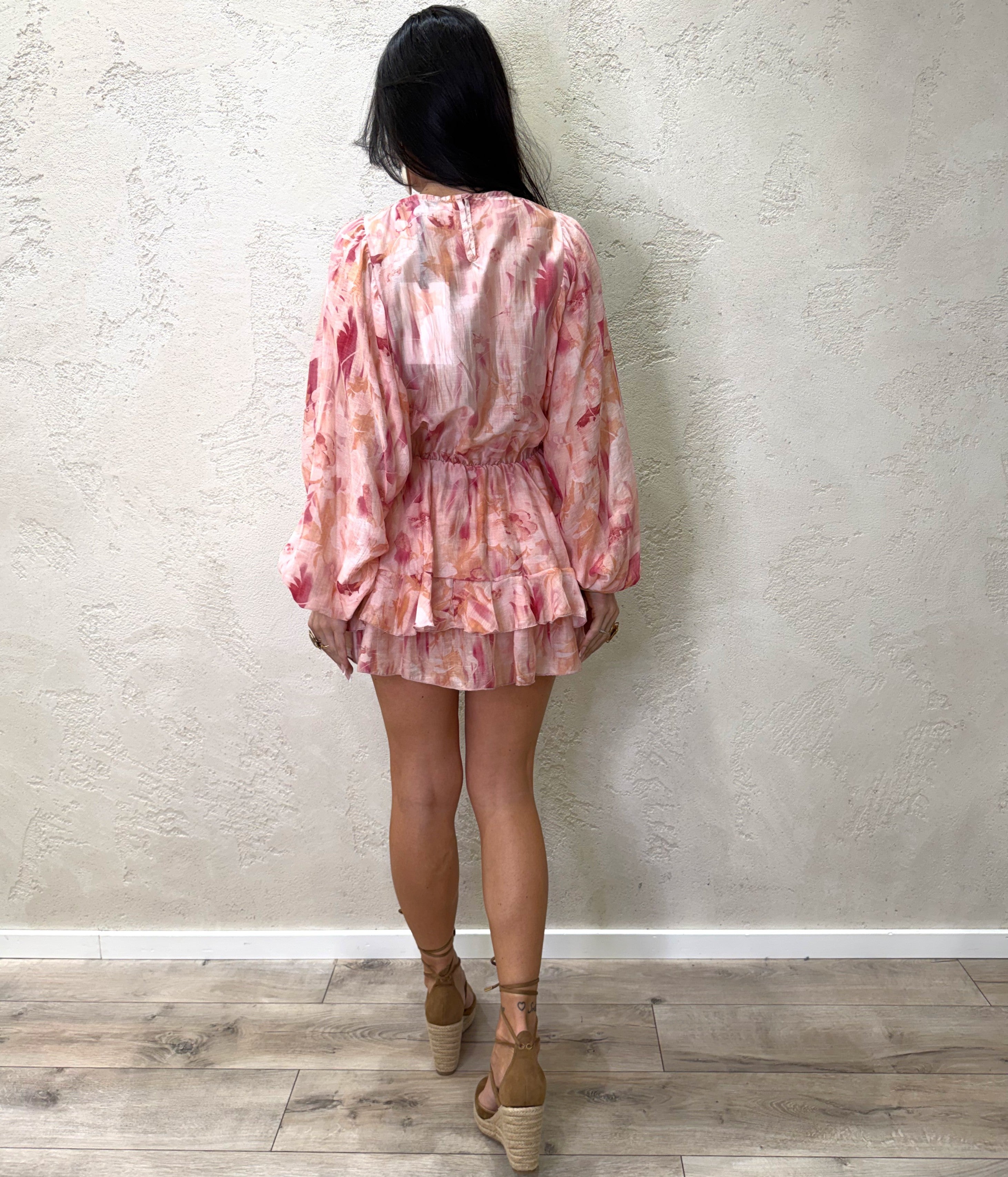 abito mini nuvola in lyocell in fantasia a fiori ANO-Q113 ROSA HAVEONE 