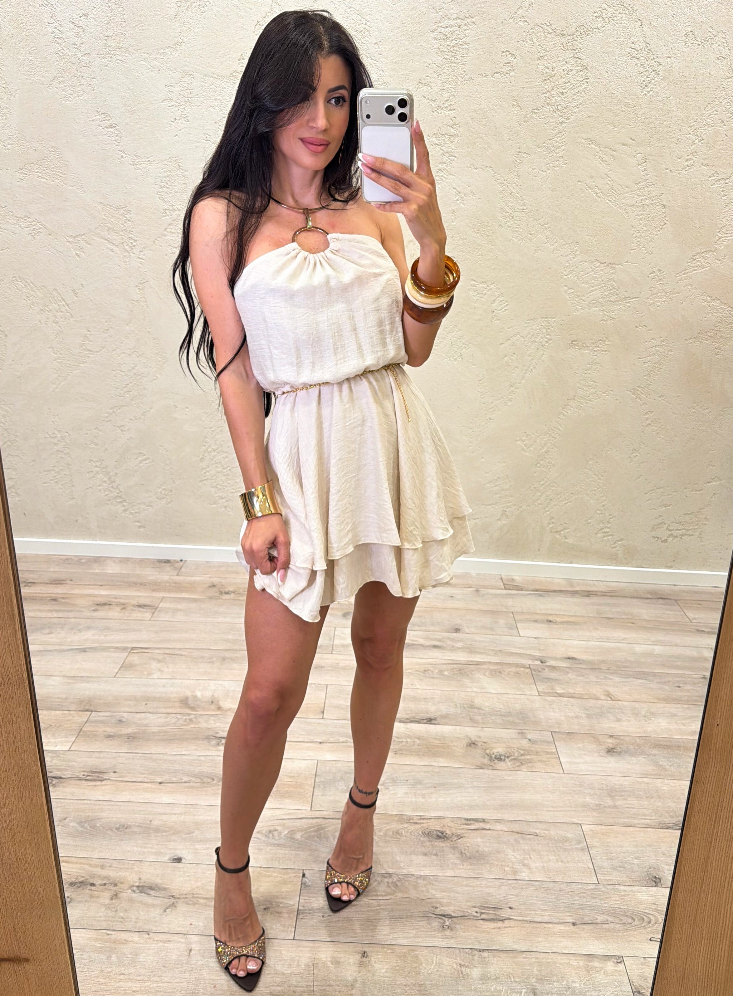 abito "cleopatra" in viscosa con collo gioiello AVS-Q170 BURRO HAVEONE 