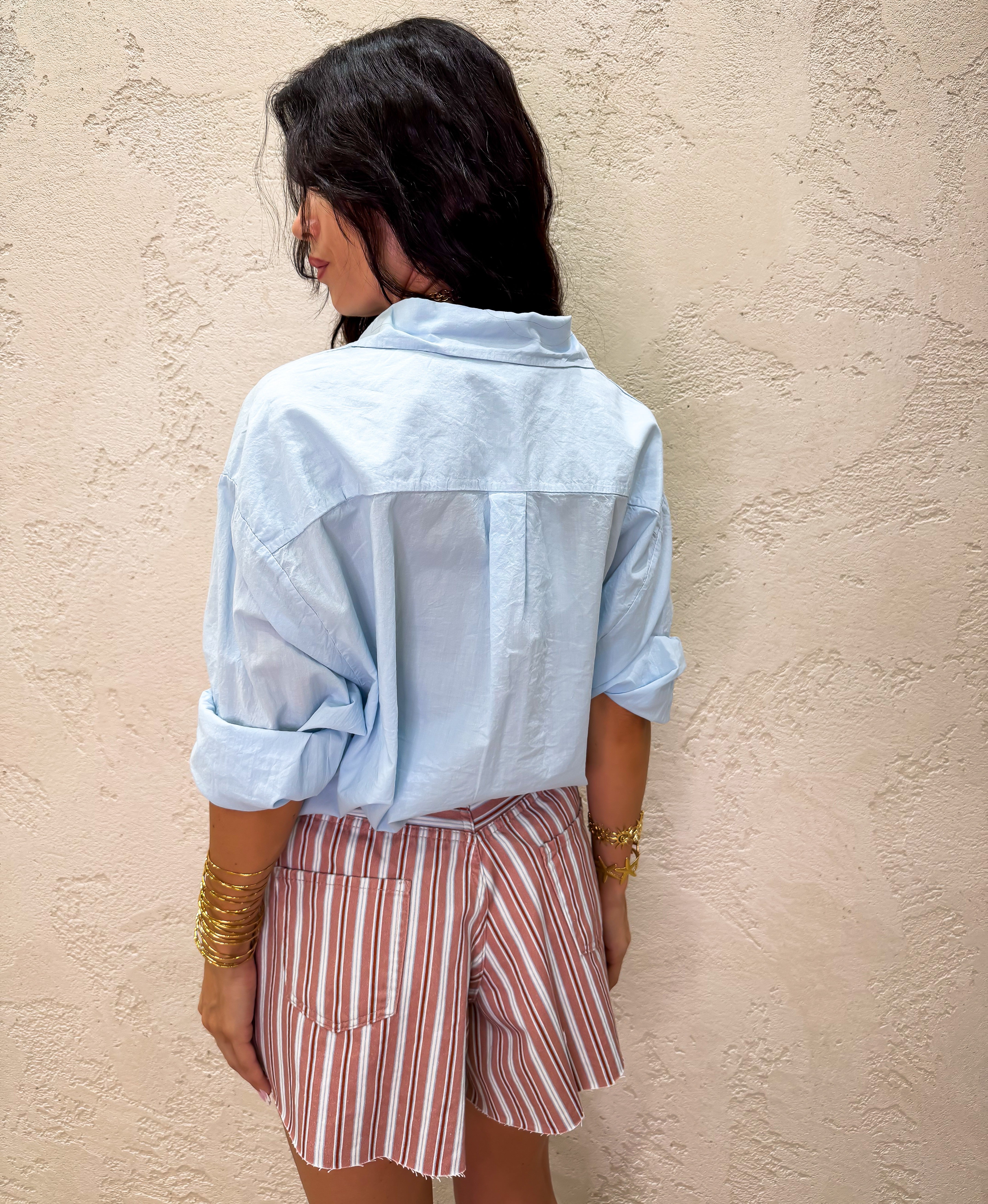 camicia morbida in cotone CFW-Q408 CELESTE HAVEONE 