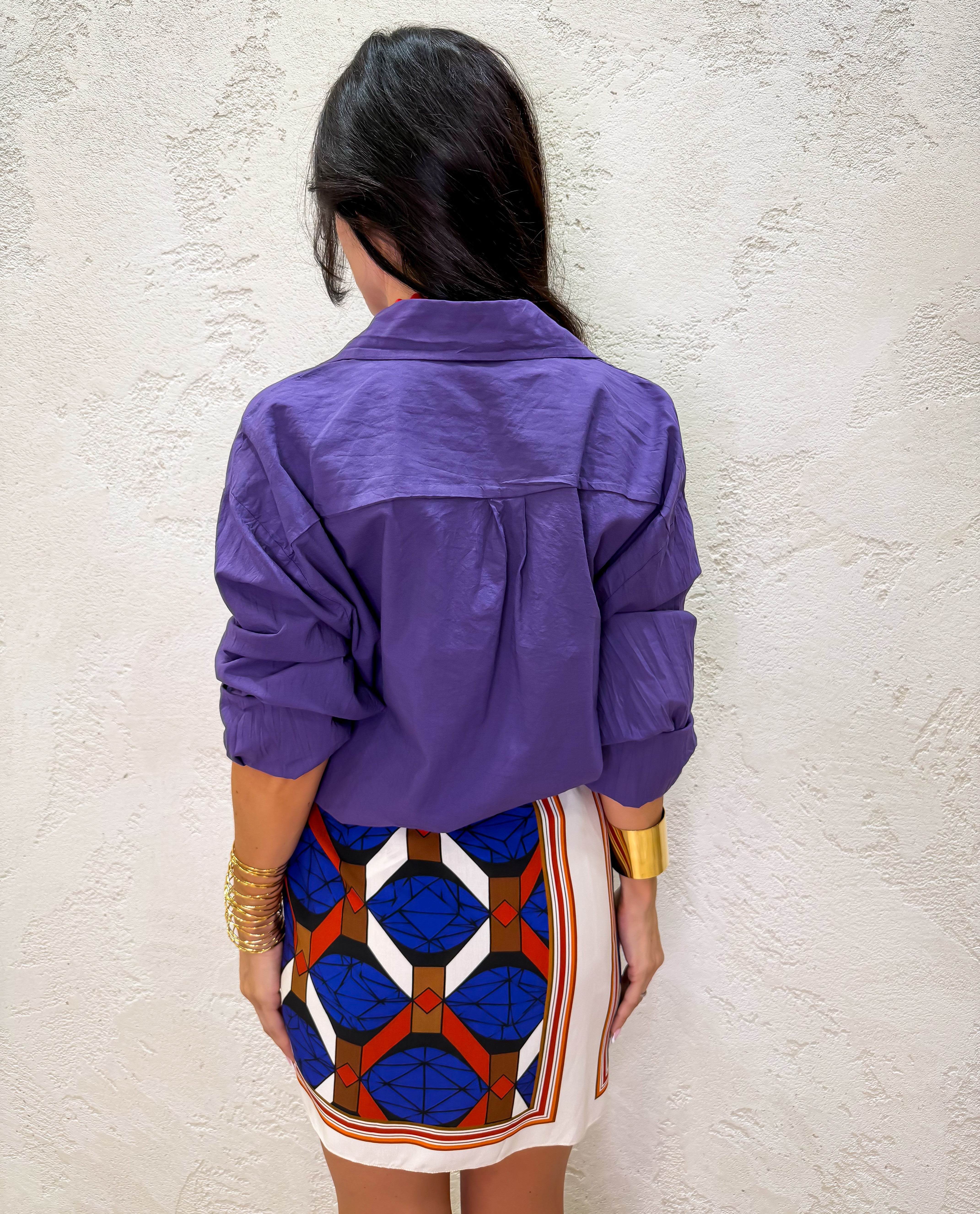 camicia morbida in cotone CFW-Q408 VIOLA HAVEONE 