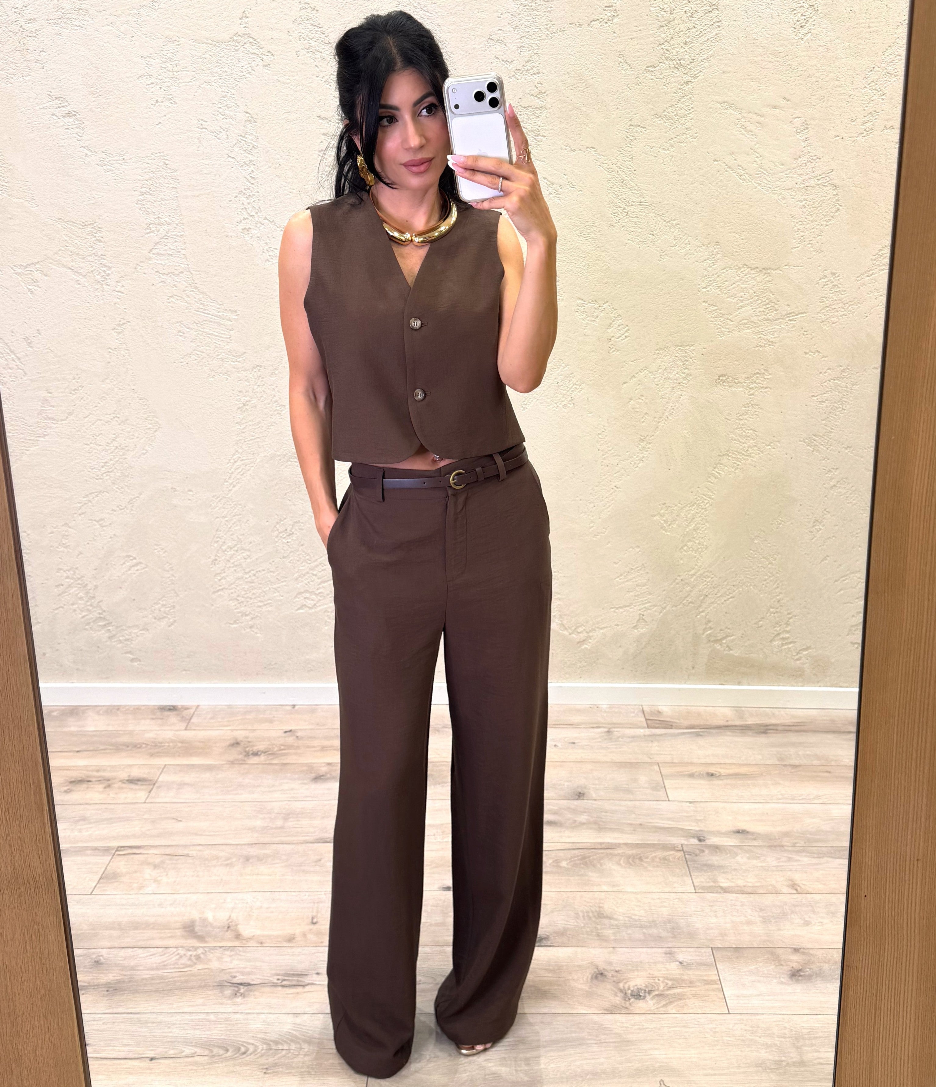 gilet a scatoletta due bottoni LIA-Q044 MORO HAVEONE 