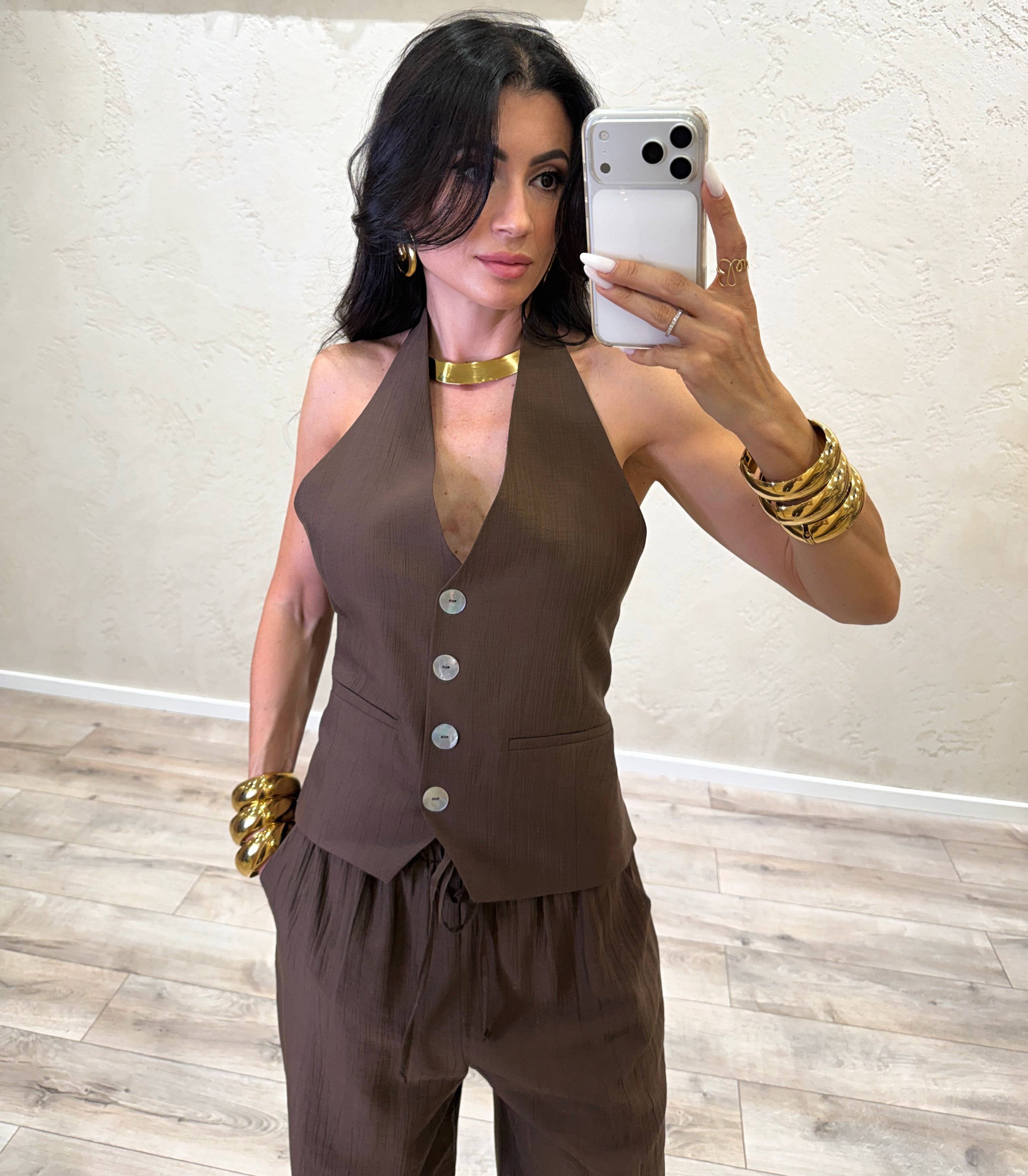 gilet con schiena scoperta LIA-Q045 MORO HAVEONE 