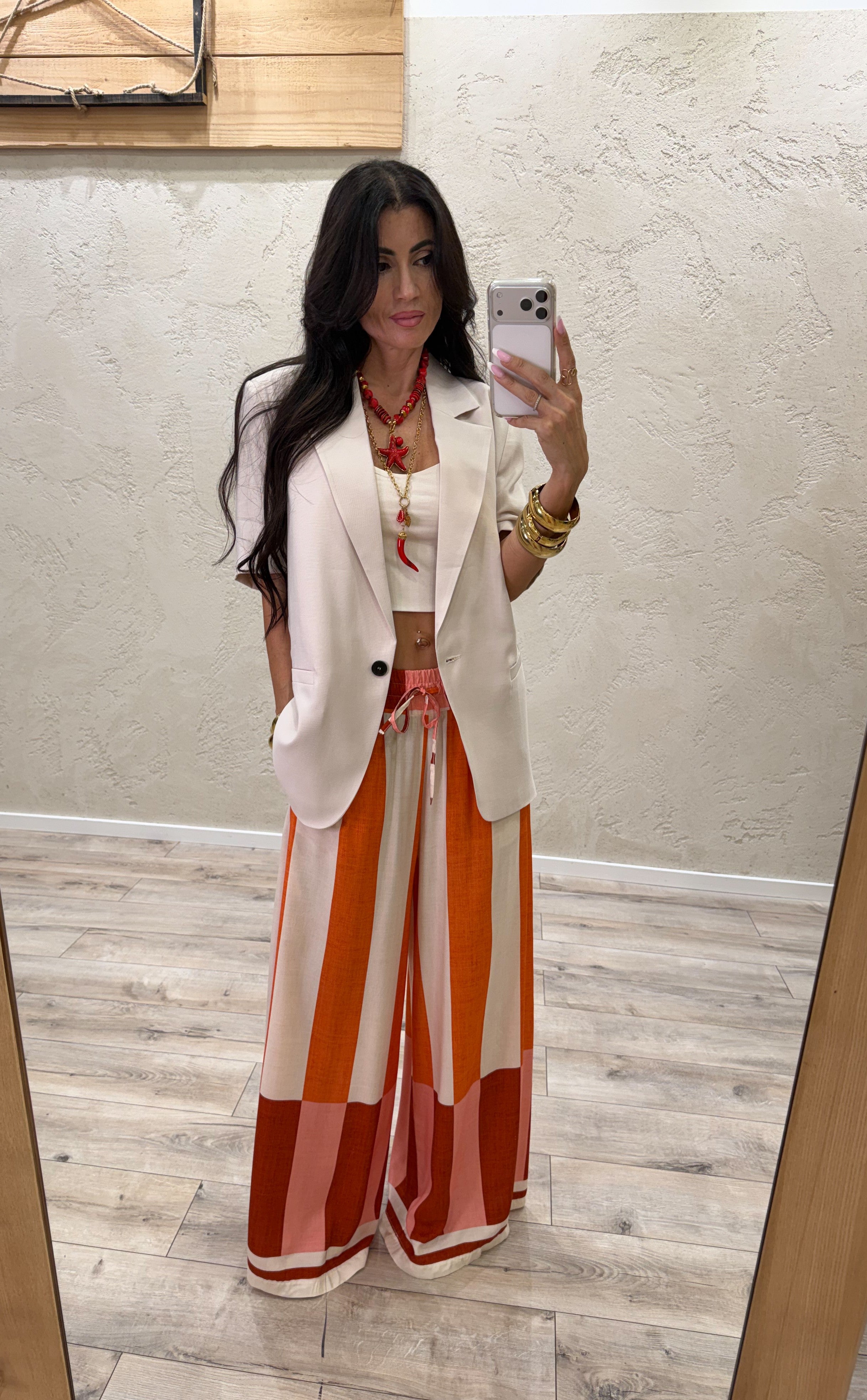 pantalone a palazzo fantasia righe 100% viscosa PMA-Q689 FANTASIA HAVEONE 