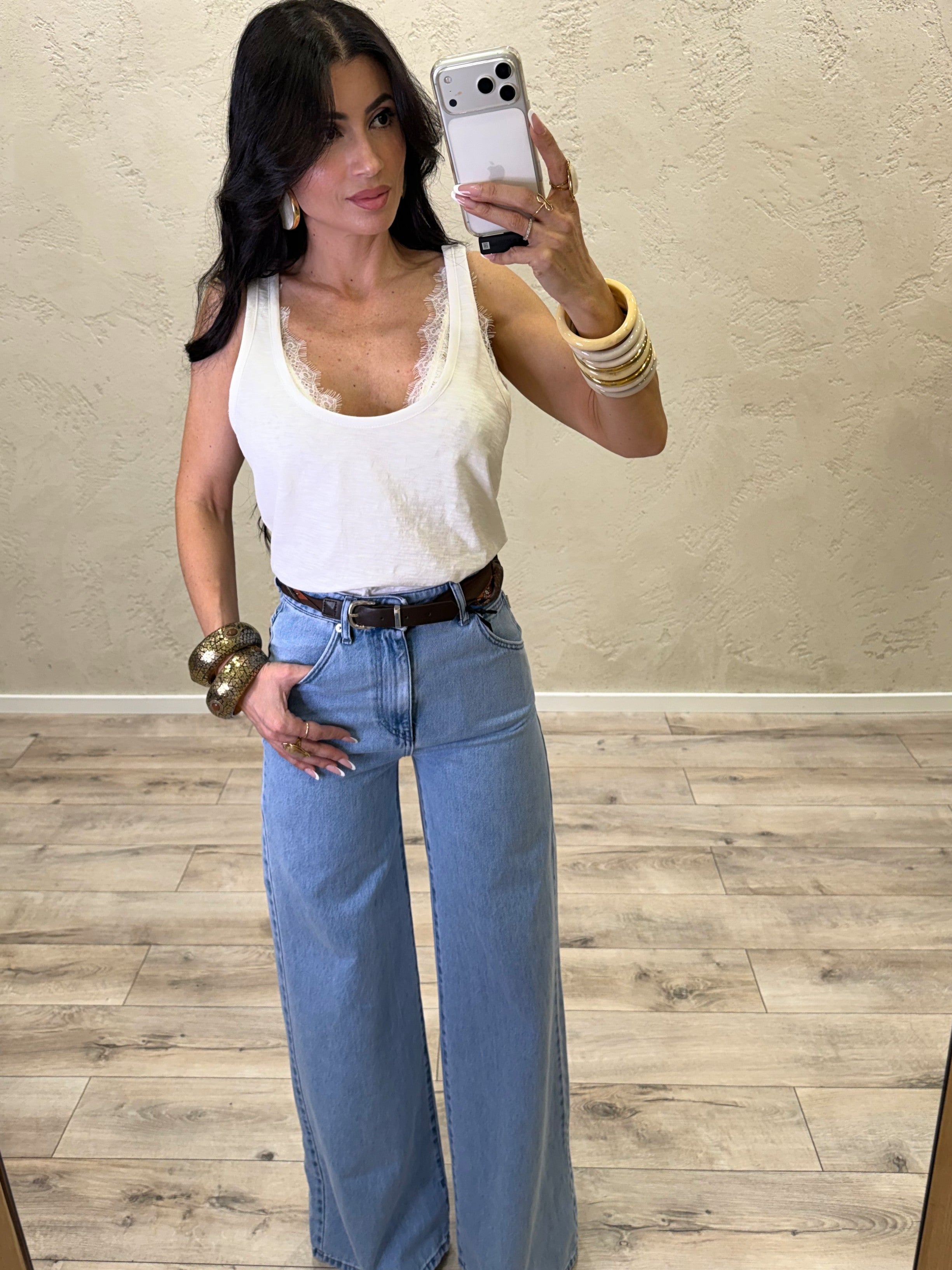 canotta con top in pizzo RVS-Q134 BIANCO HAVEONE 