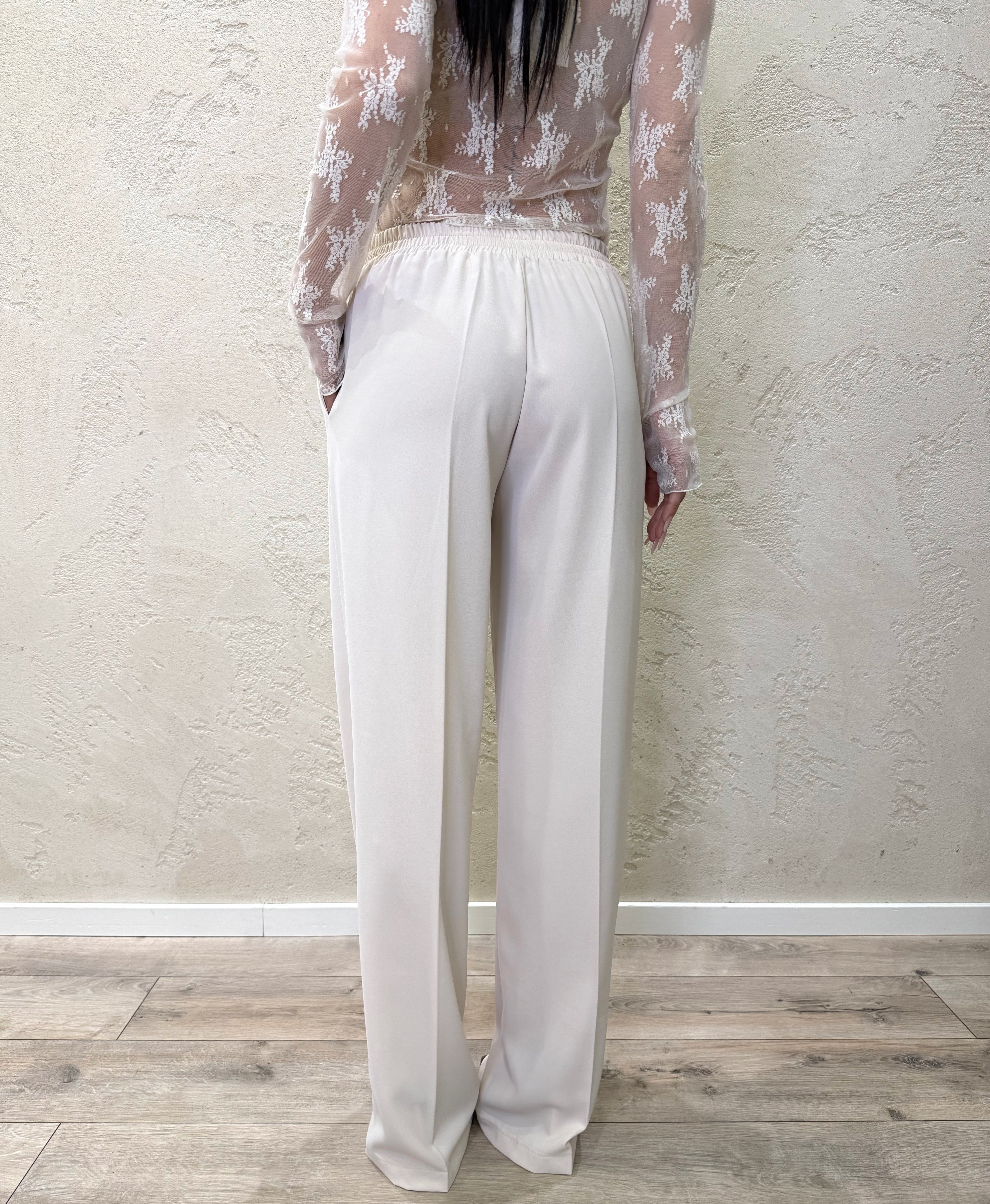 completo blazer con cintura e pantalone tessuto fluido 303211 BURRO SUSY MIX 