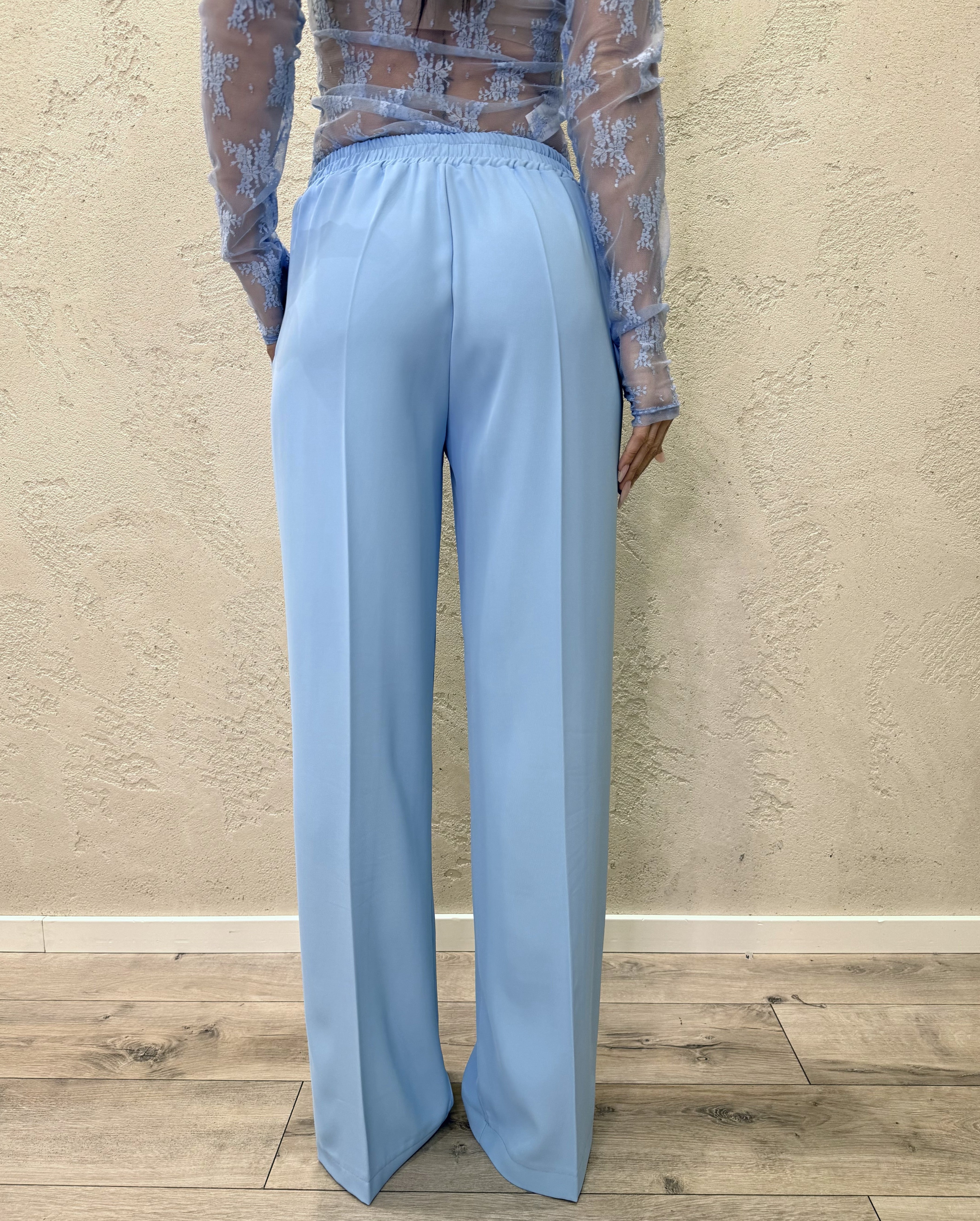 completo blazer con cintura e pantalone tessuto fluido 303211 CELESTE SUSY MIX 