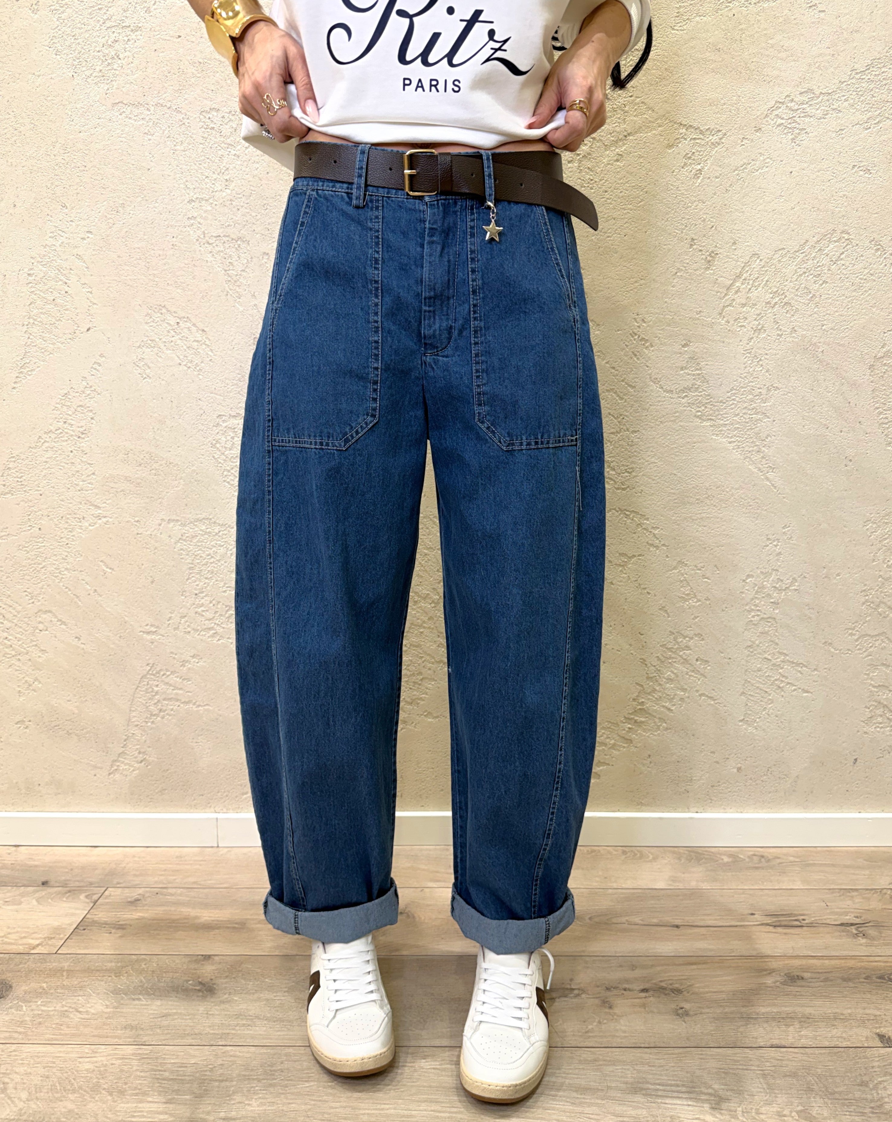 jeans modello baloon con maxi tasche frontali 38302 JEANS SUSY MIX 