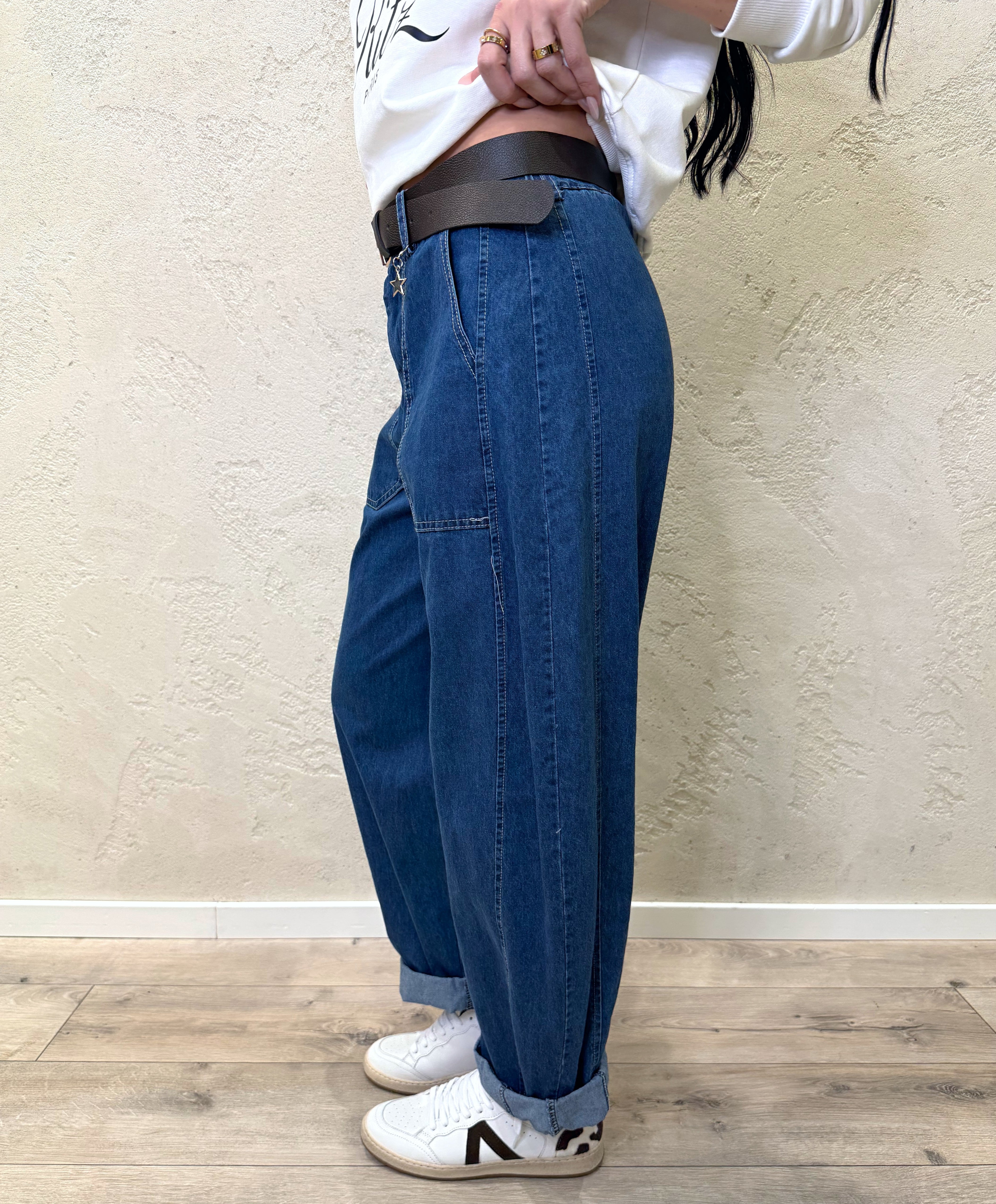 jeans modello baloon con maxi tasche frontali 38302 JEANS SUSY MIX 