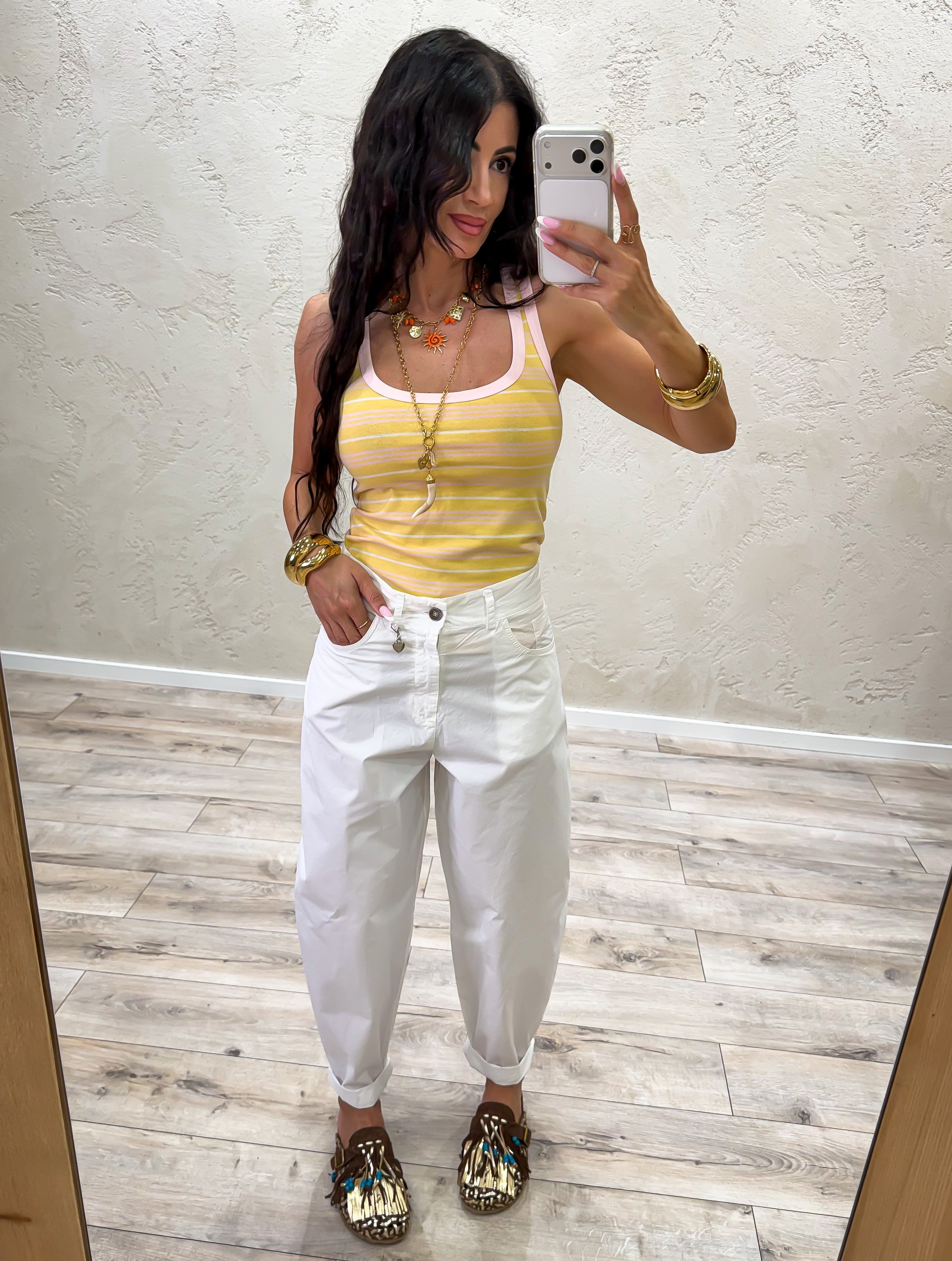 pantalone in contone a ovetto 60285TL LATTE SUSY MIX 