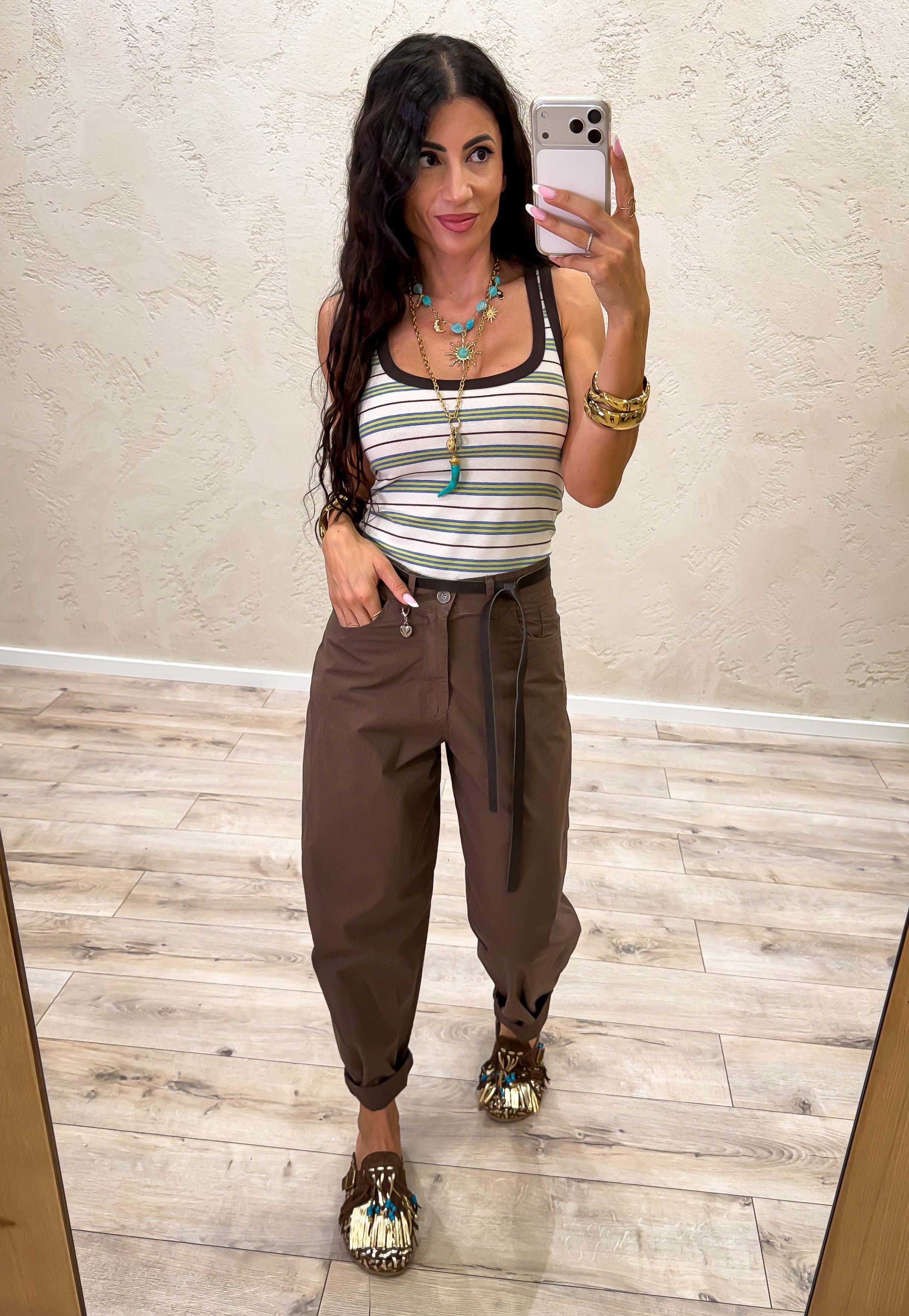 pantalone in contone a ovetto 60285TL MORO SUSY MIX 