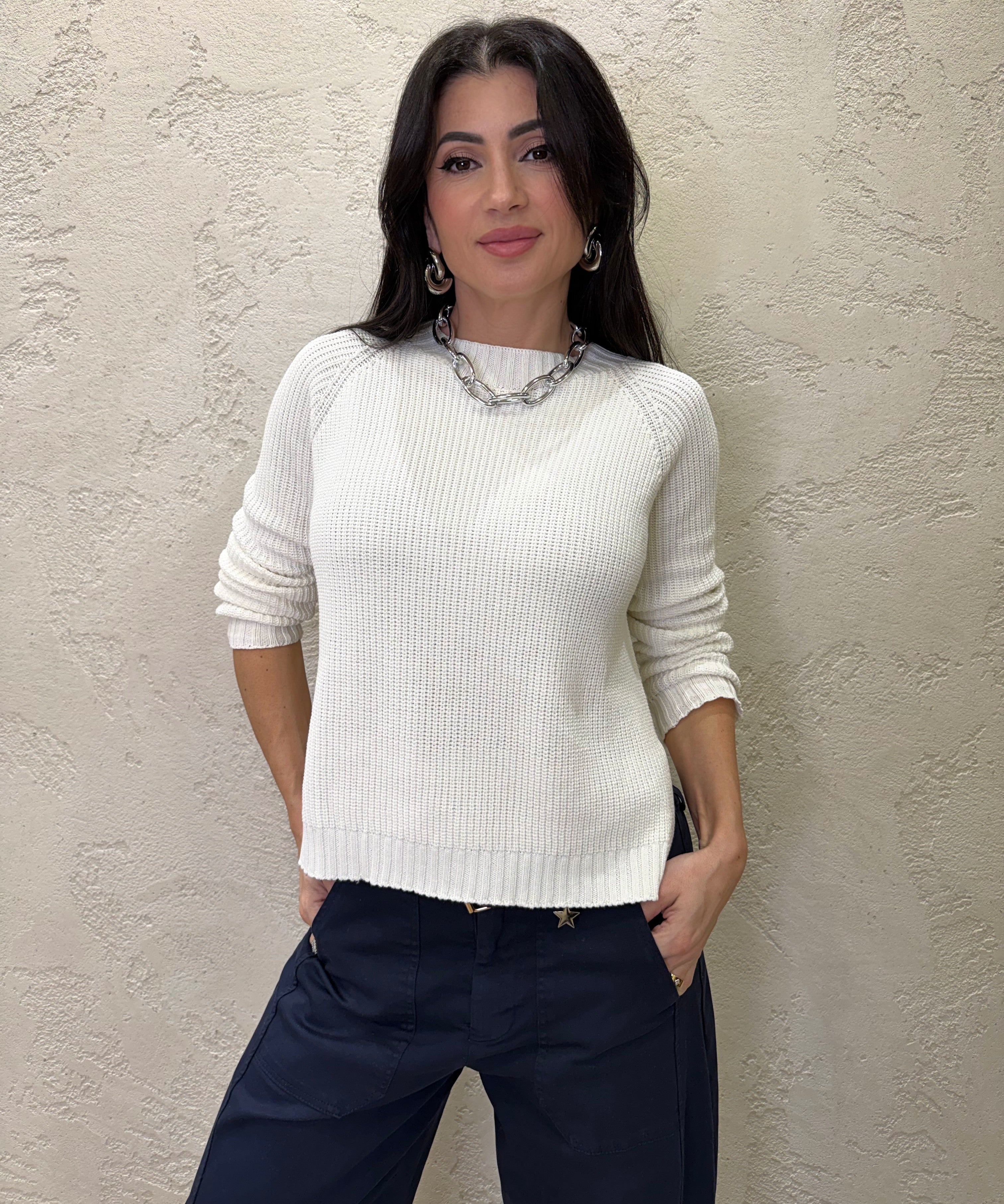 pull in maglia punto pannocchia 61041 AVORIO SUSY MIX 
