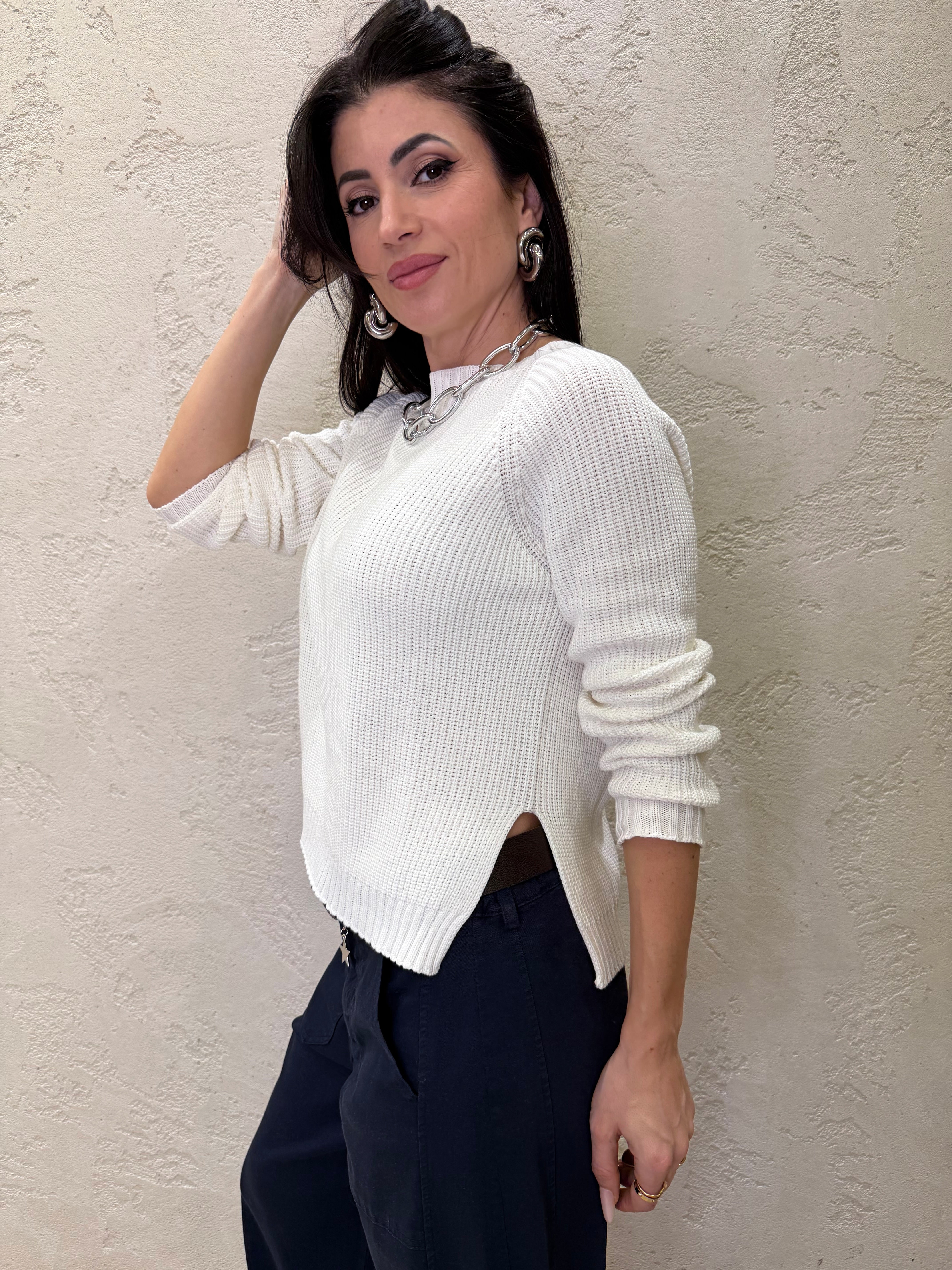 pull in maglia punto pannocchia 61041 AVORIO SUSY MIX 