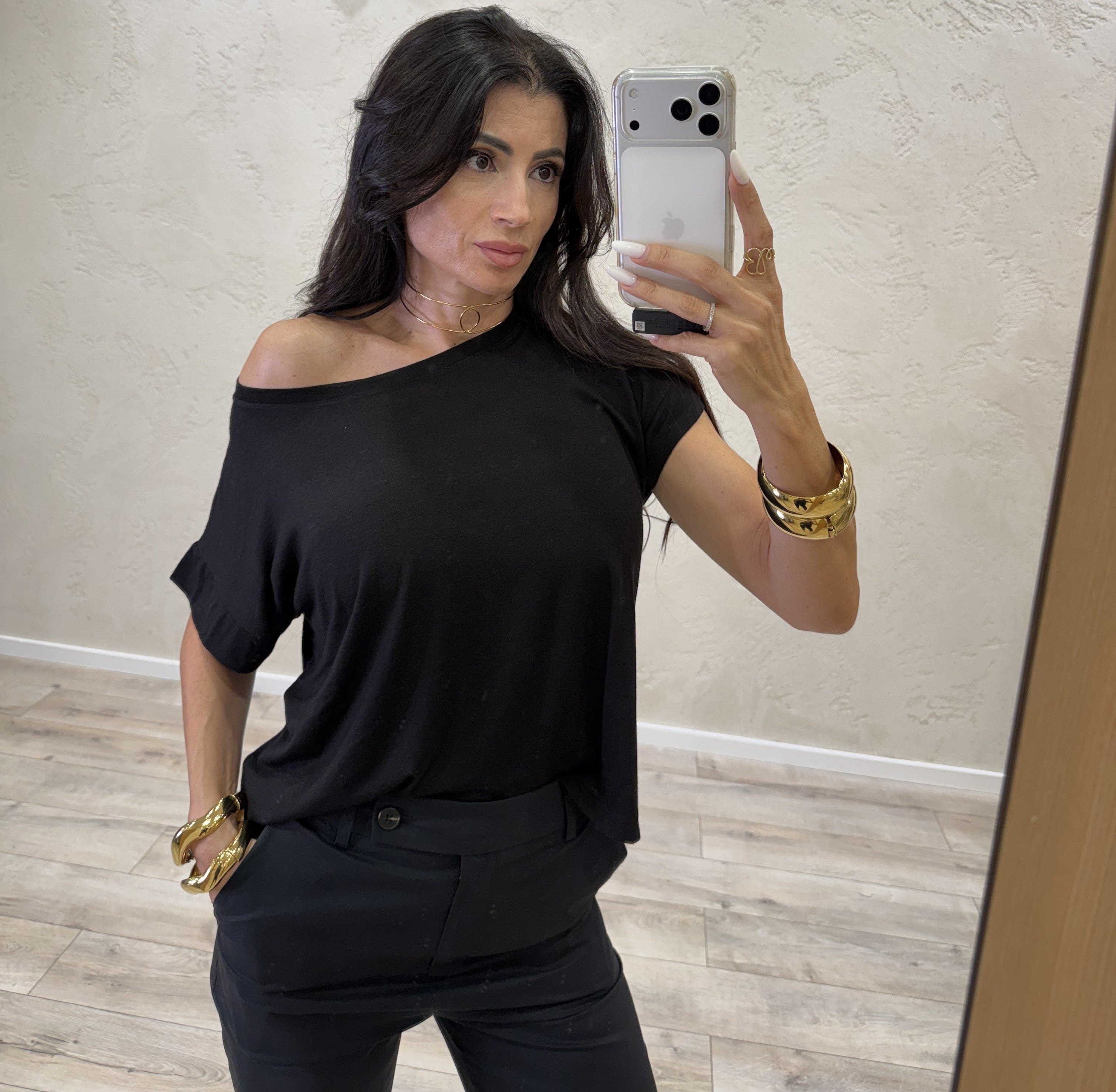t-shirt over misto lino 21028 NERO TENSIONE IN 