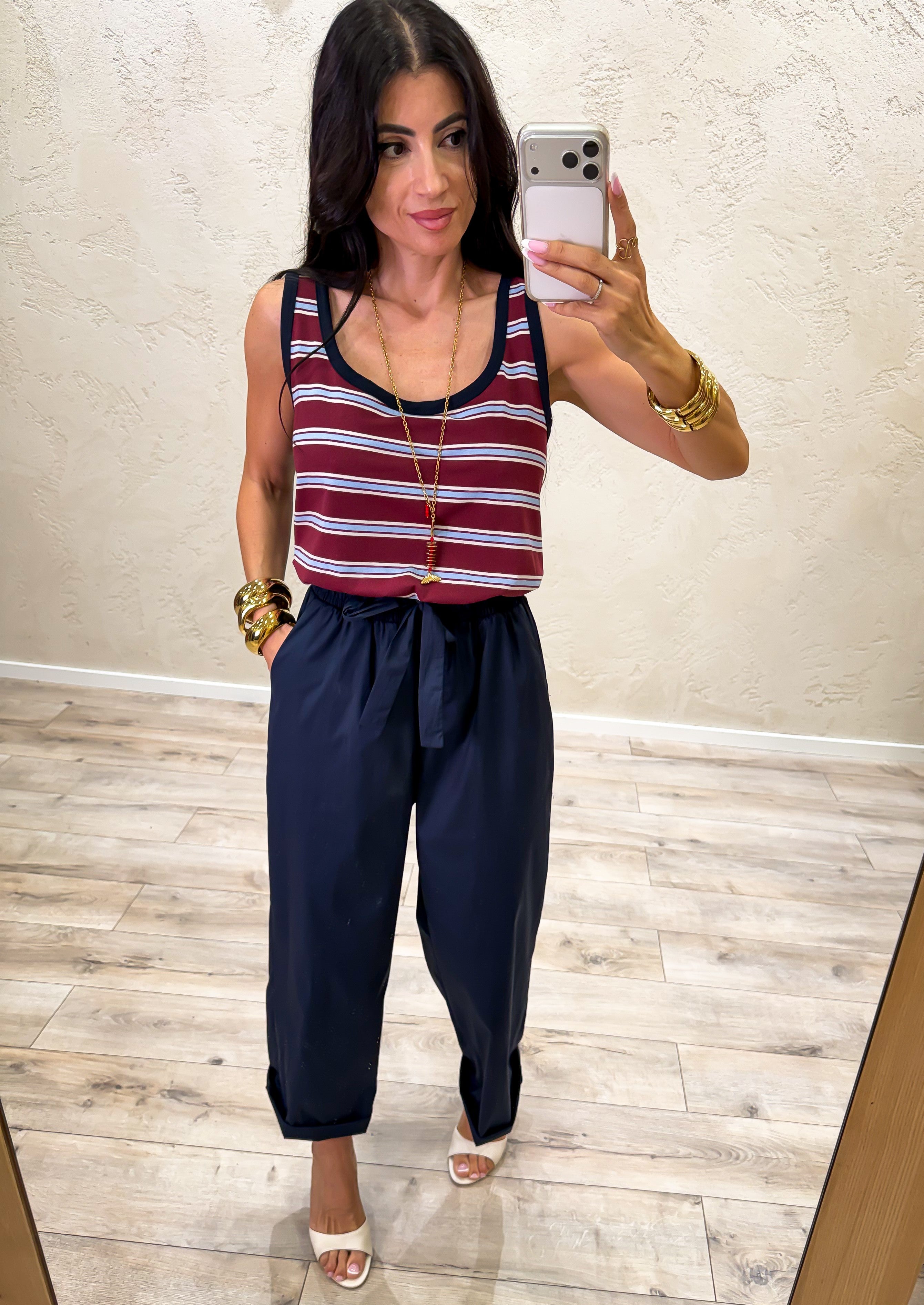jumpsuit "miu" doppio tessuto a righe 26H5308 BORDEAUX/BLU TENSIONE IN 