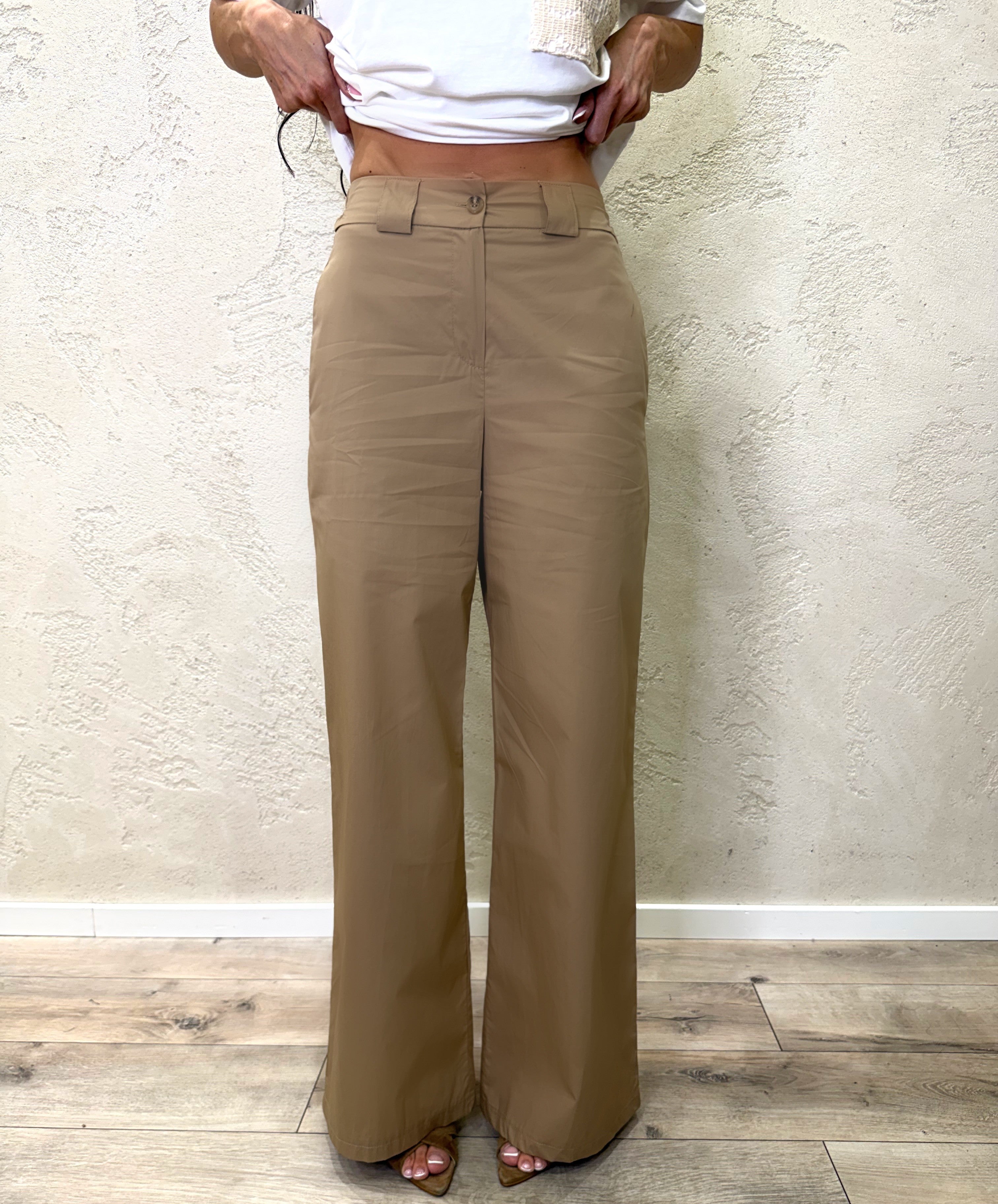 pantalone a gamba dritta in 100% cotone 26P4934 COGNAC TENSIONE IN 