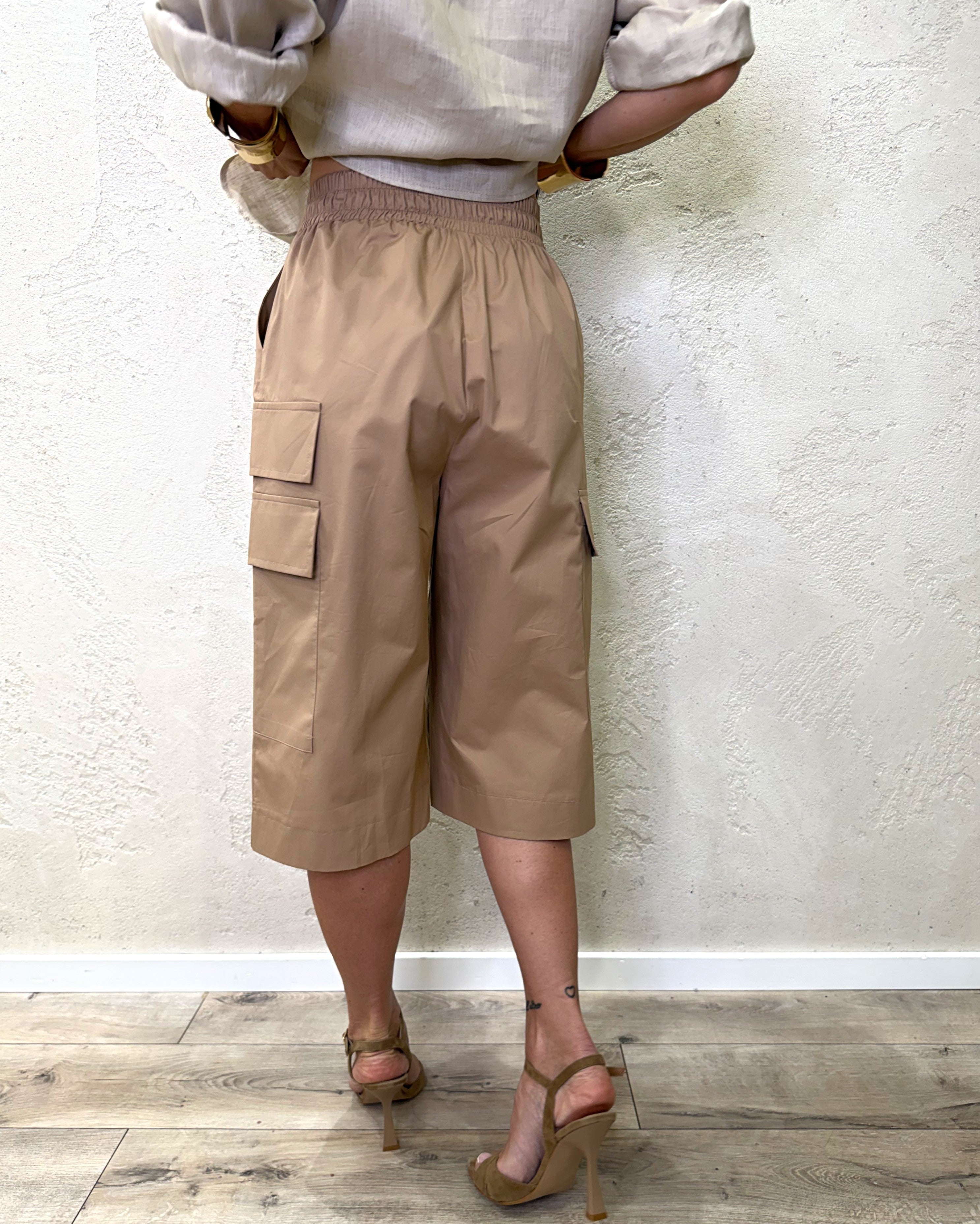 maxi bermuda cargo in cotone 26P5003 COGNAC TENSIONE IN 