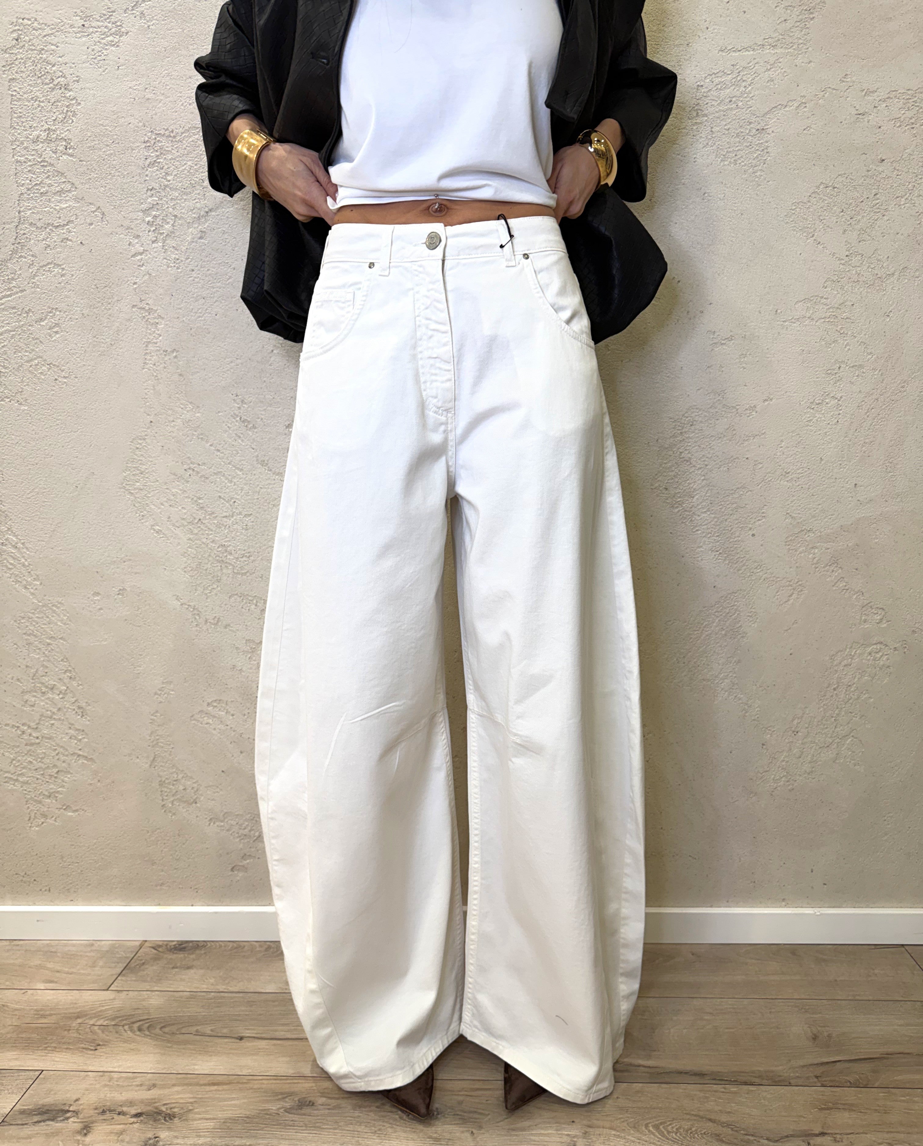 jeans elasticizzato modello louvre barrel fit P314B982D001 BIANCO TENSIONE IN 
