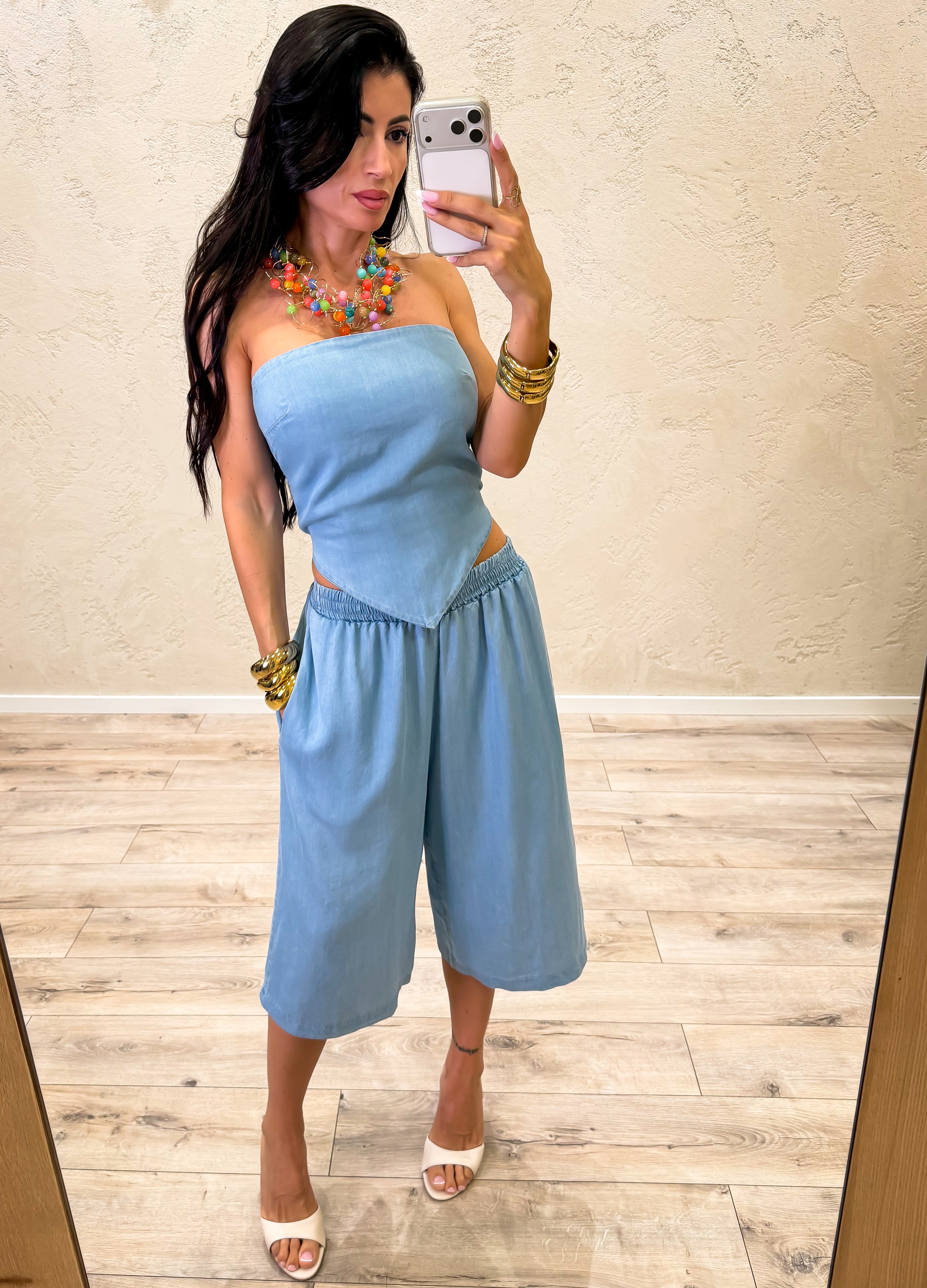 maxi bermuda in chambray leggero PE260189 AZZURRO TENSIONE IN 