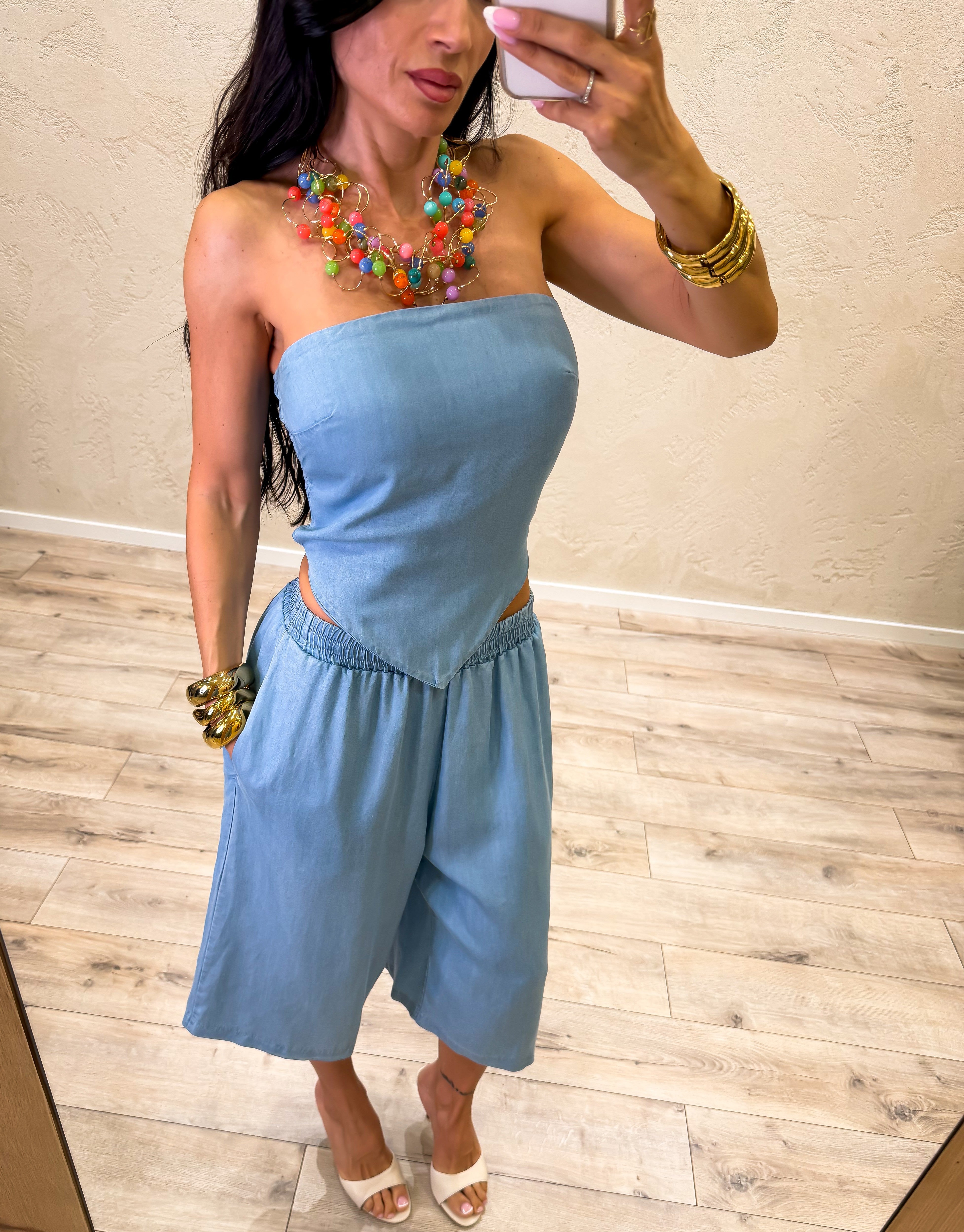 top a fascia in chambray leggero PE260341 AZZURRO TENSIONE IN 