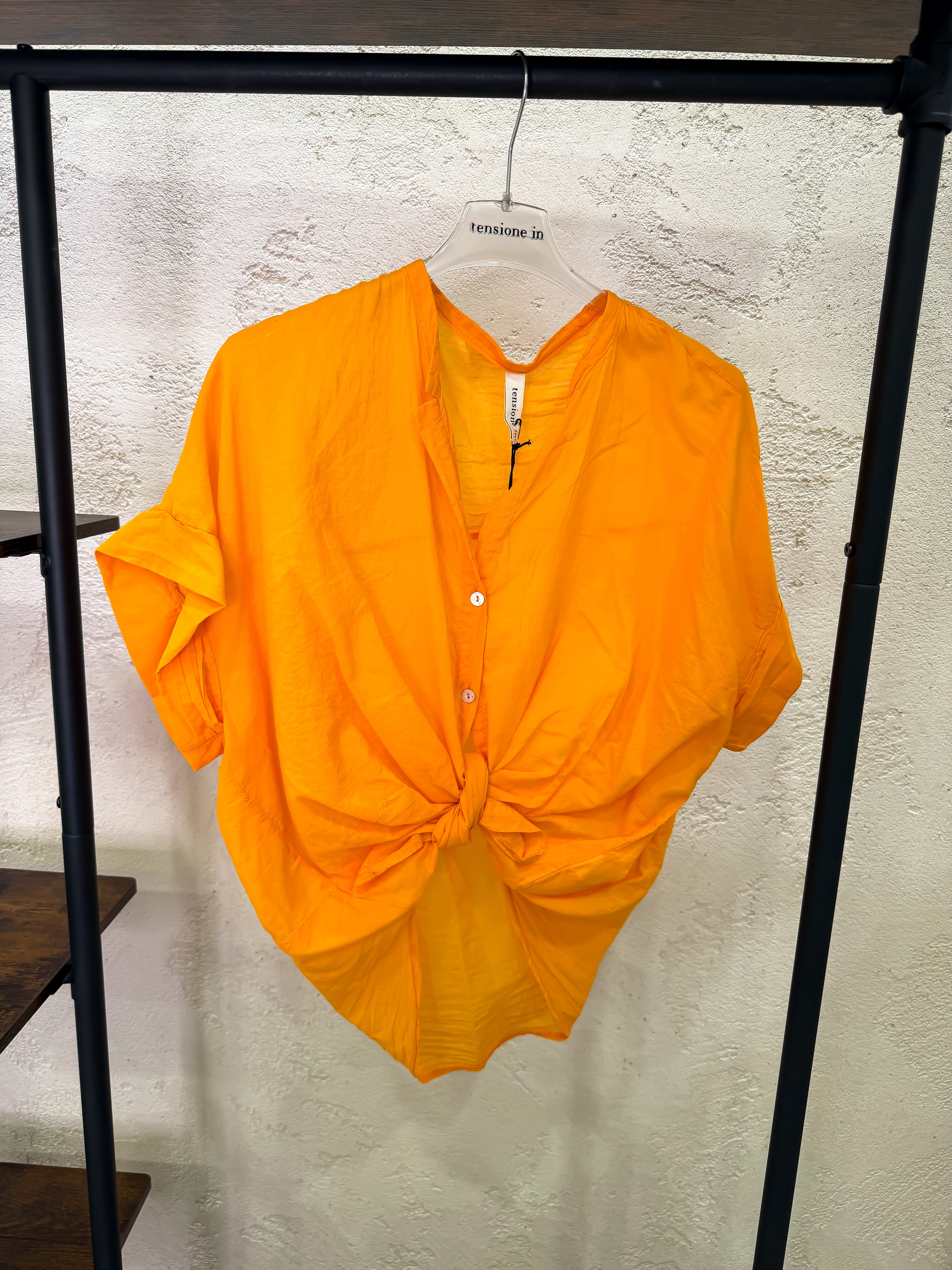 camicia in mussola di cotone S26CL37 ARANCIONE TENSIONE IN 
