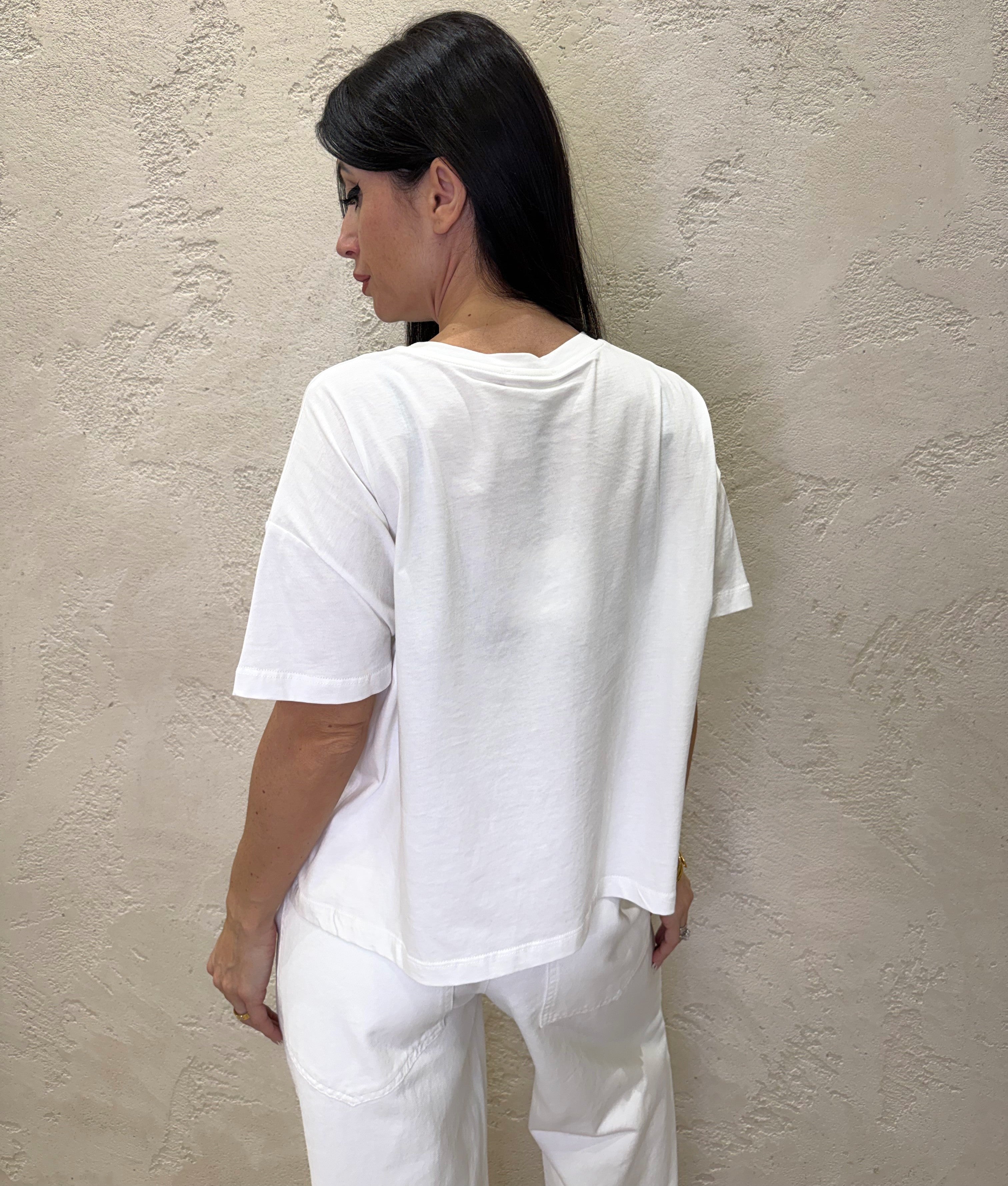 t-shirt a scatoletta con stampa orsetto RAB0021 LATTE VICOLO 