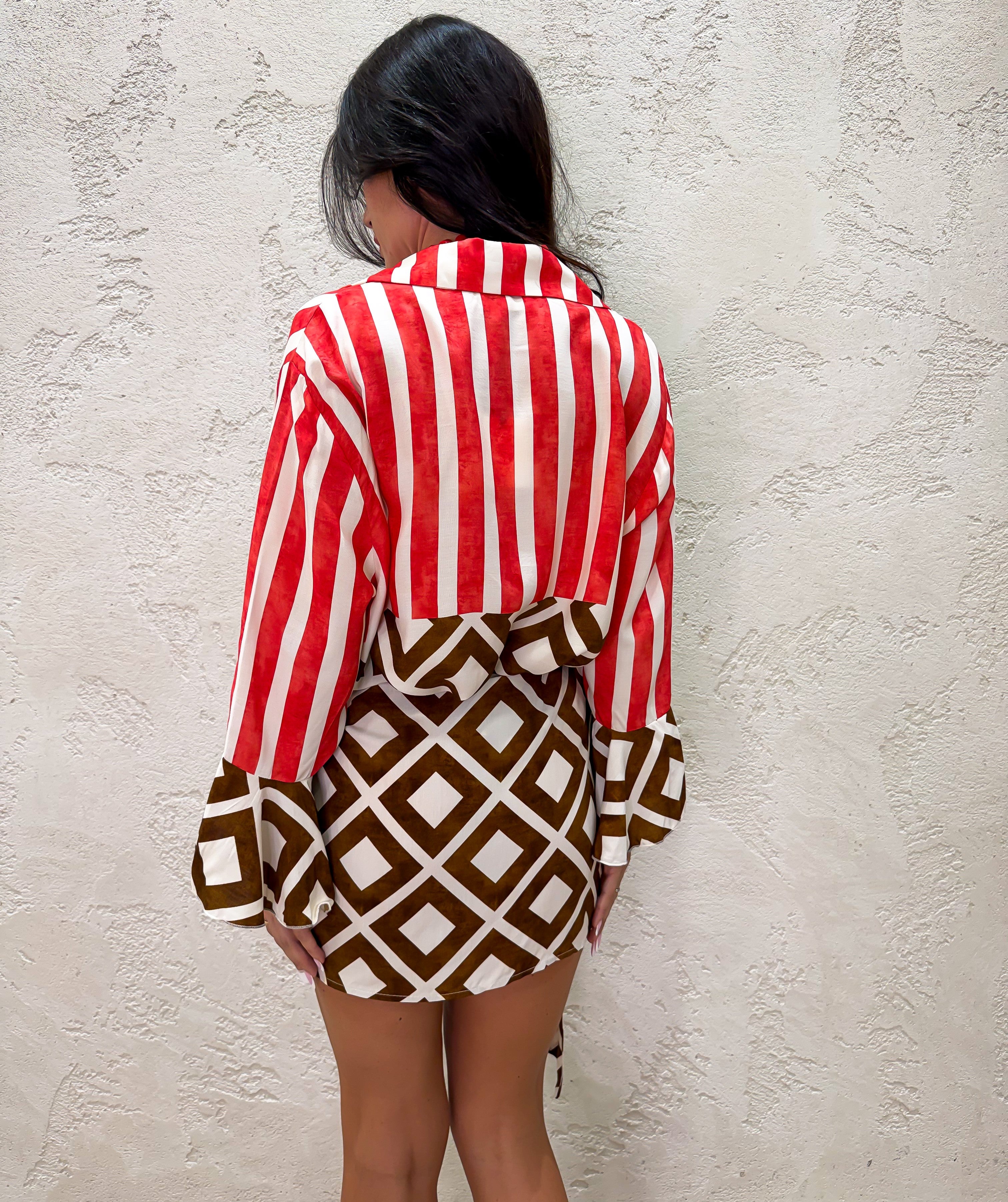 set camicia e gonna mini in fantasia boho TAB3021 FANTASIA VICOLO 