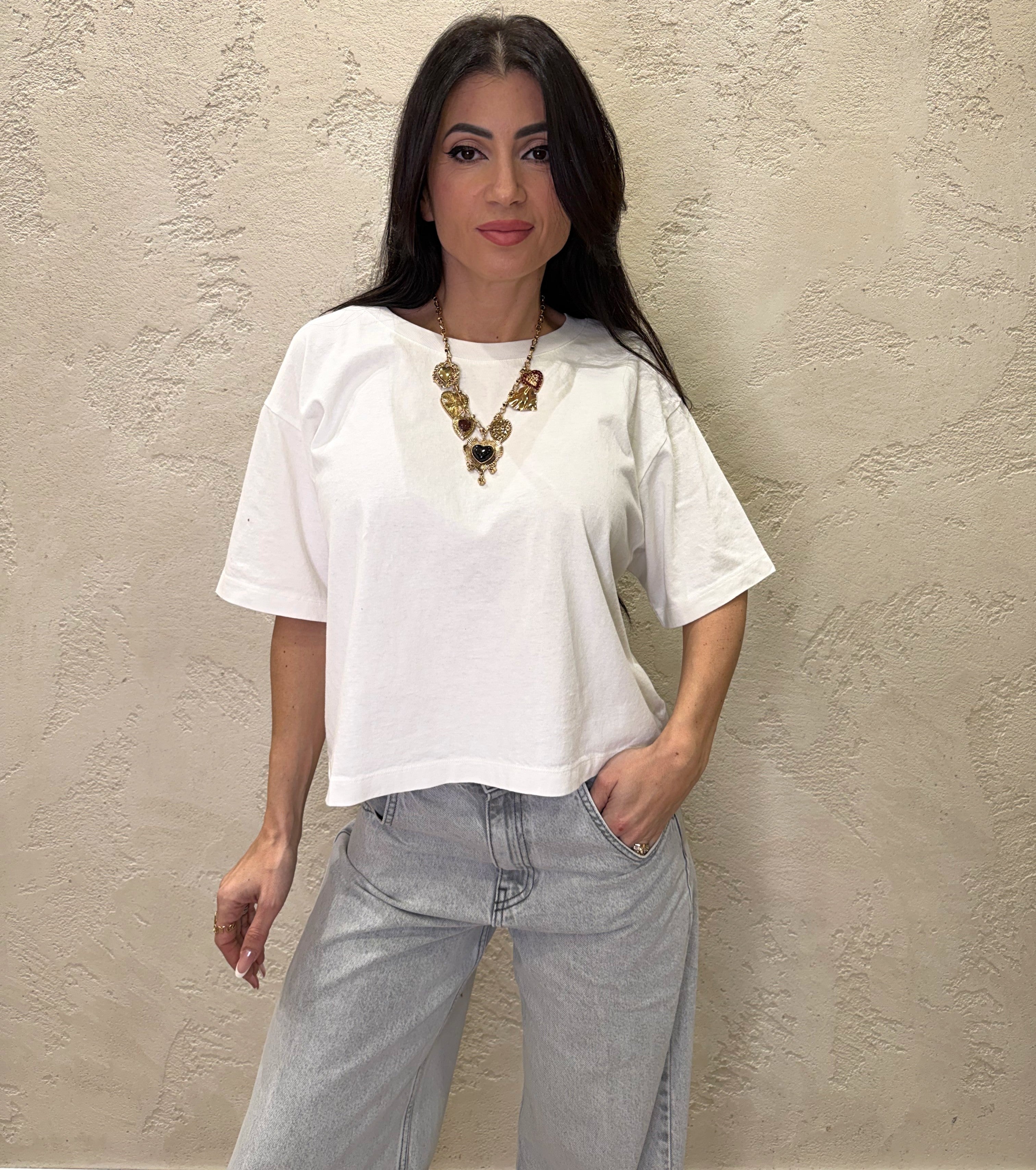 t-shirt basica a scatoletta UAB0022 LATTE VICOLO 