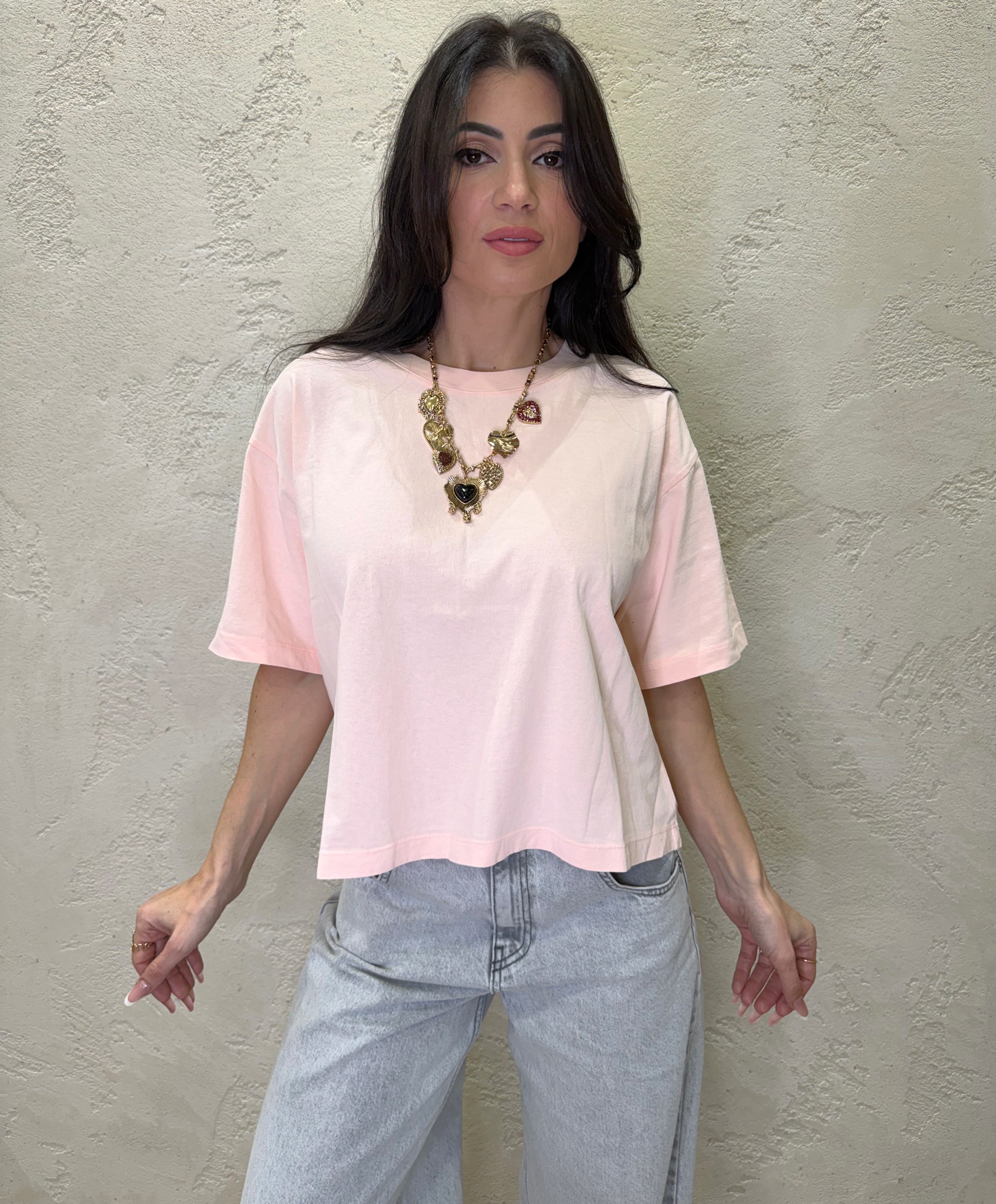 t-shirt basica a scatoletta UAB0022 ROSA PASTELLO VICOLO 