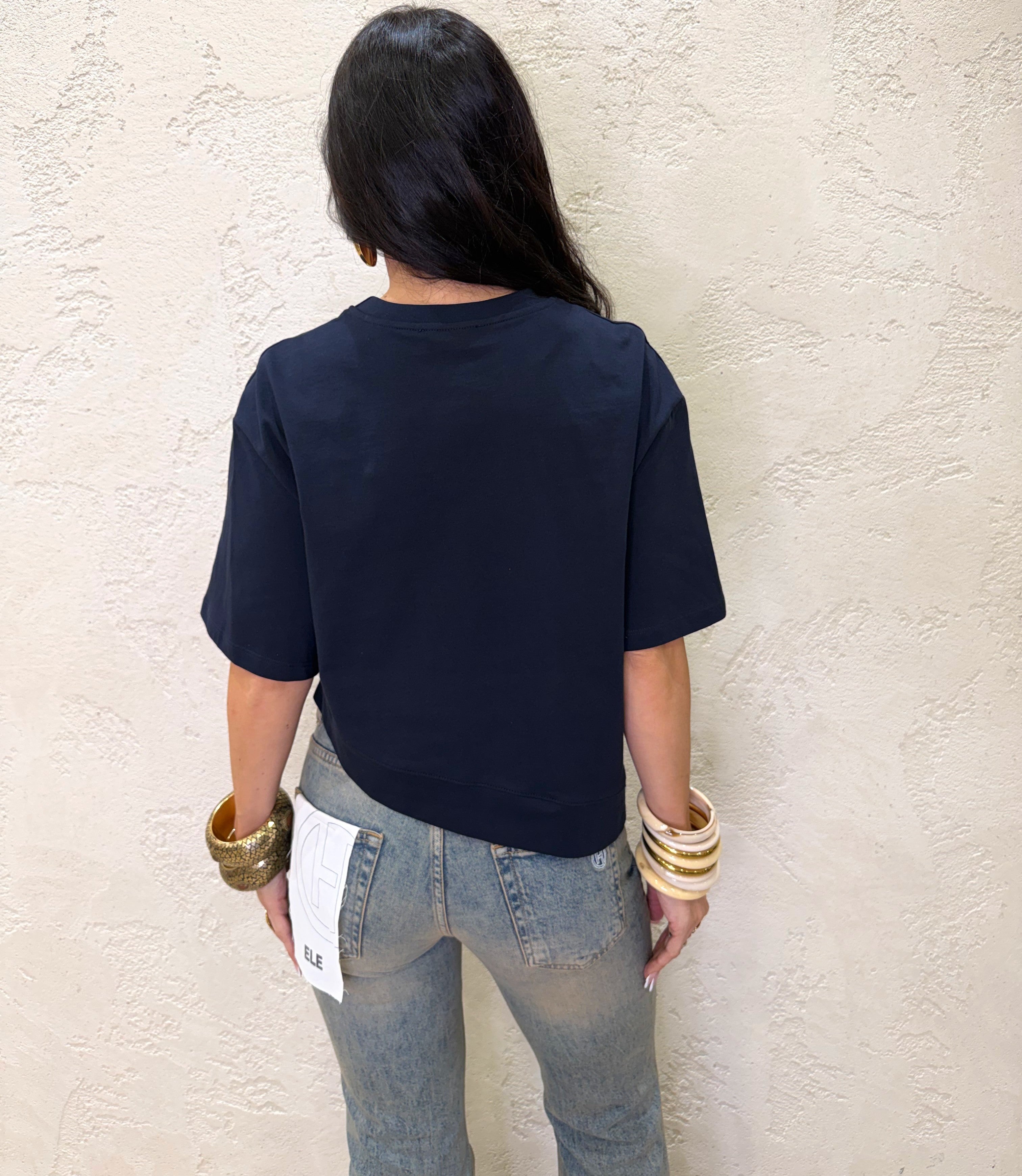 t-shirt a scatoletta asimmetrica UAB0281 BLU VICOLO 