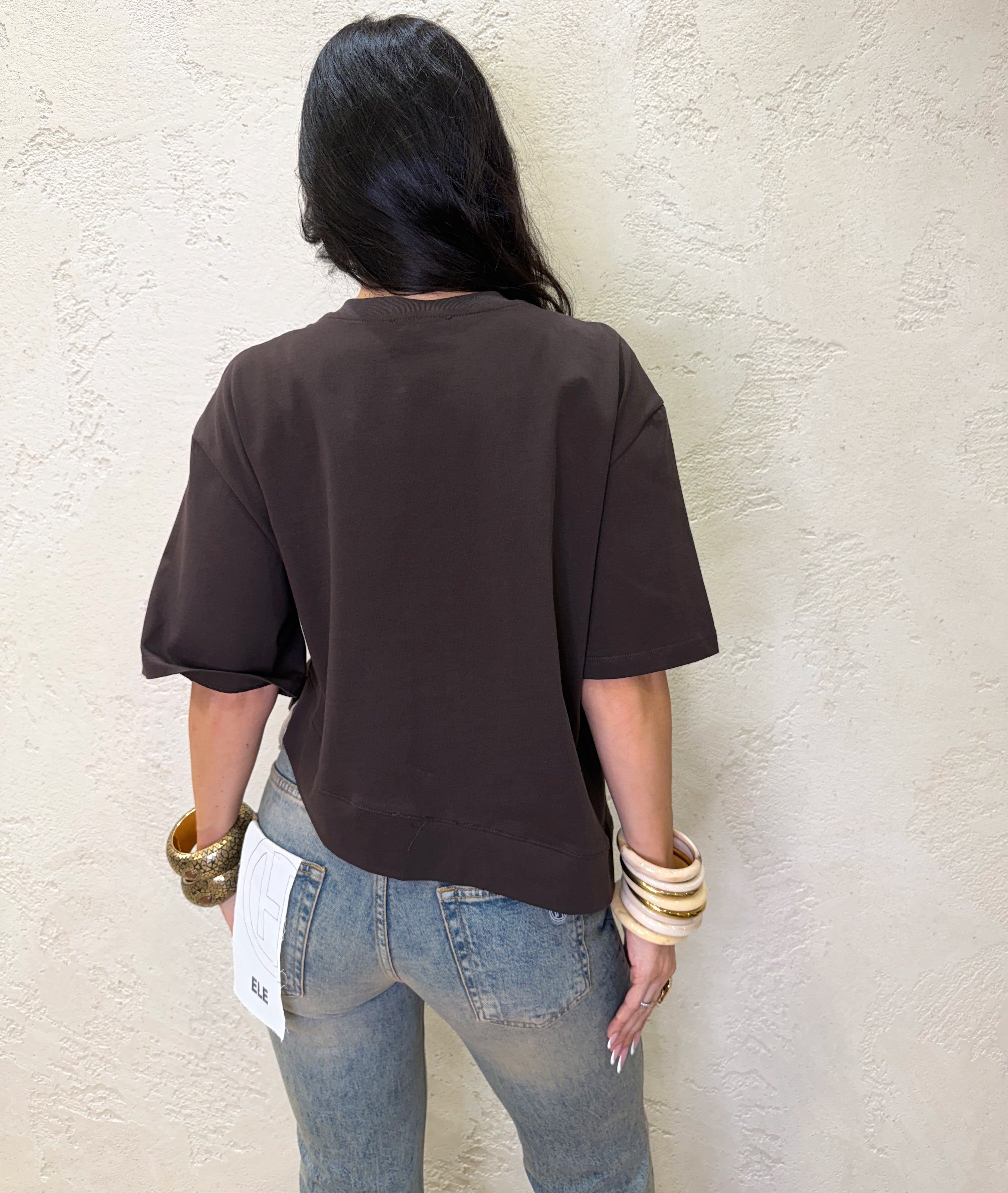 t-shirt a scatoletta asimmetrica UAB0281 MORO VICOLO 