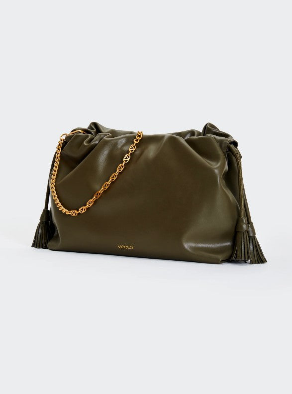borsa tassel grande in ecopelle XAB0034 MILITARE VICOLO 