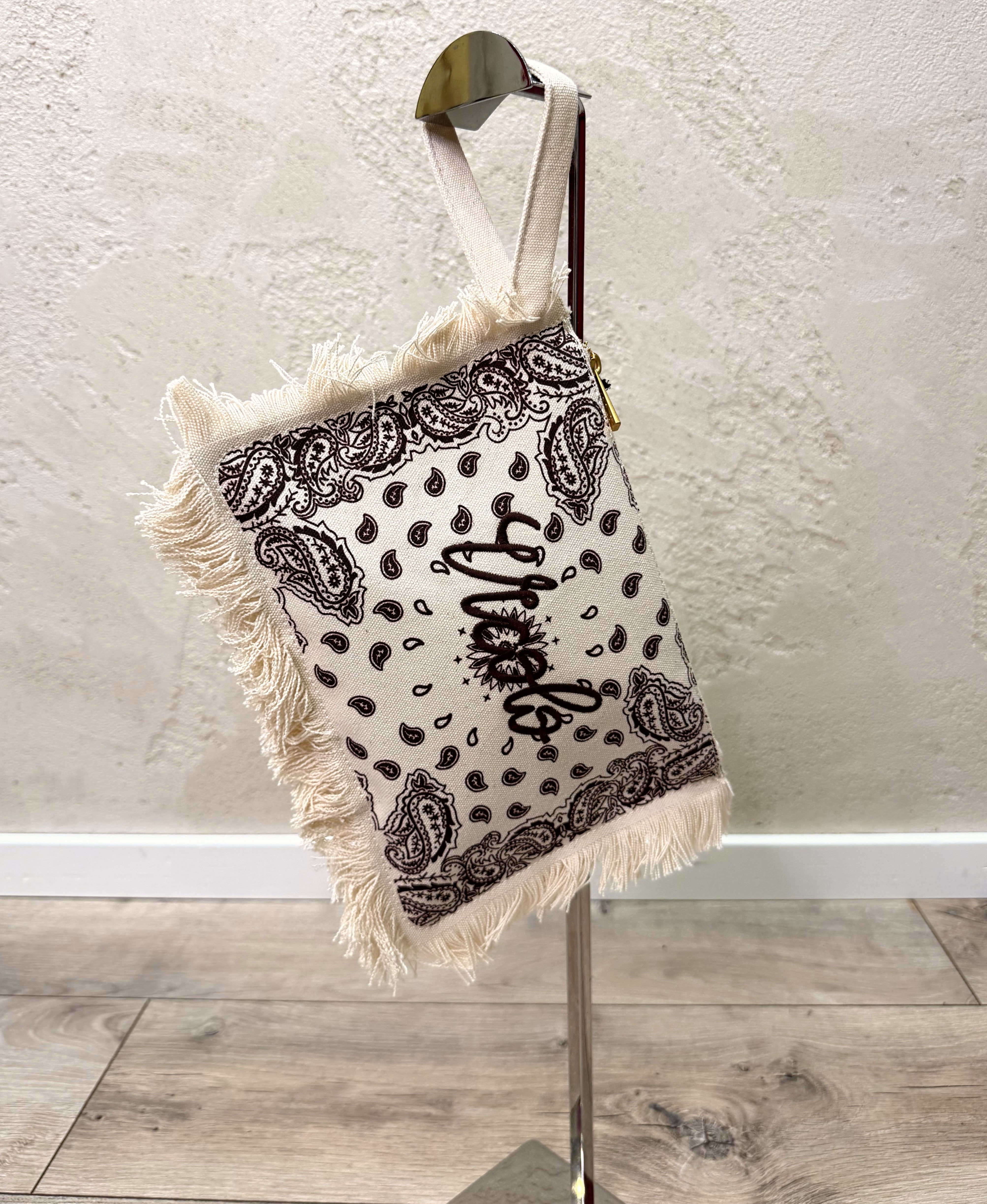pochette in canvas stampa bandana sfrangiata XAB0049 NATURALE VICOLO 