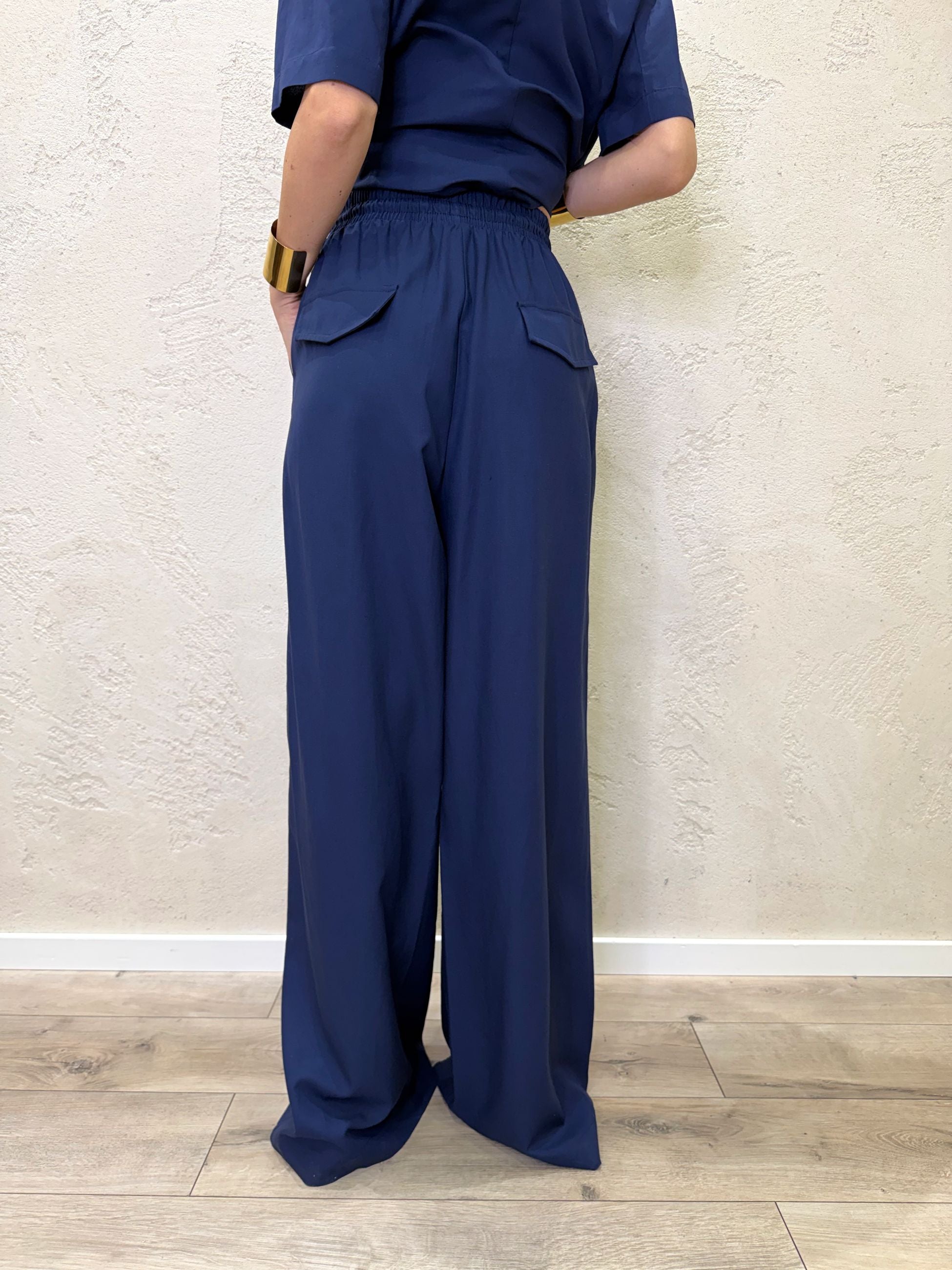 pantalone a palazzo morbido misto lino