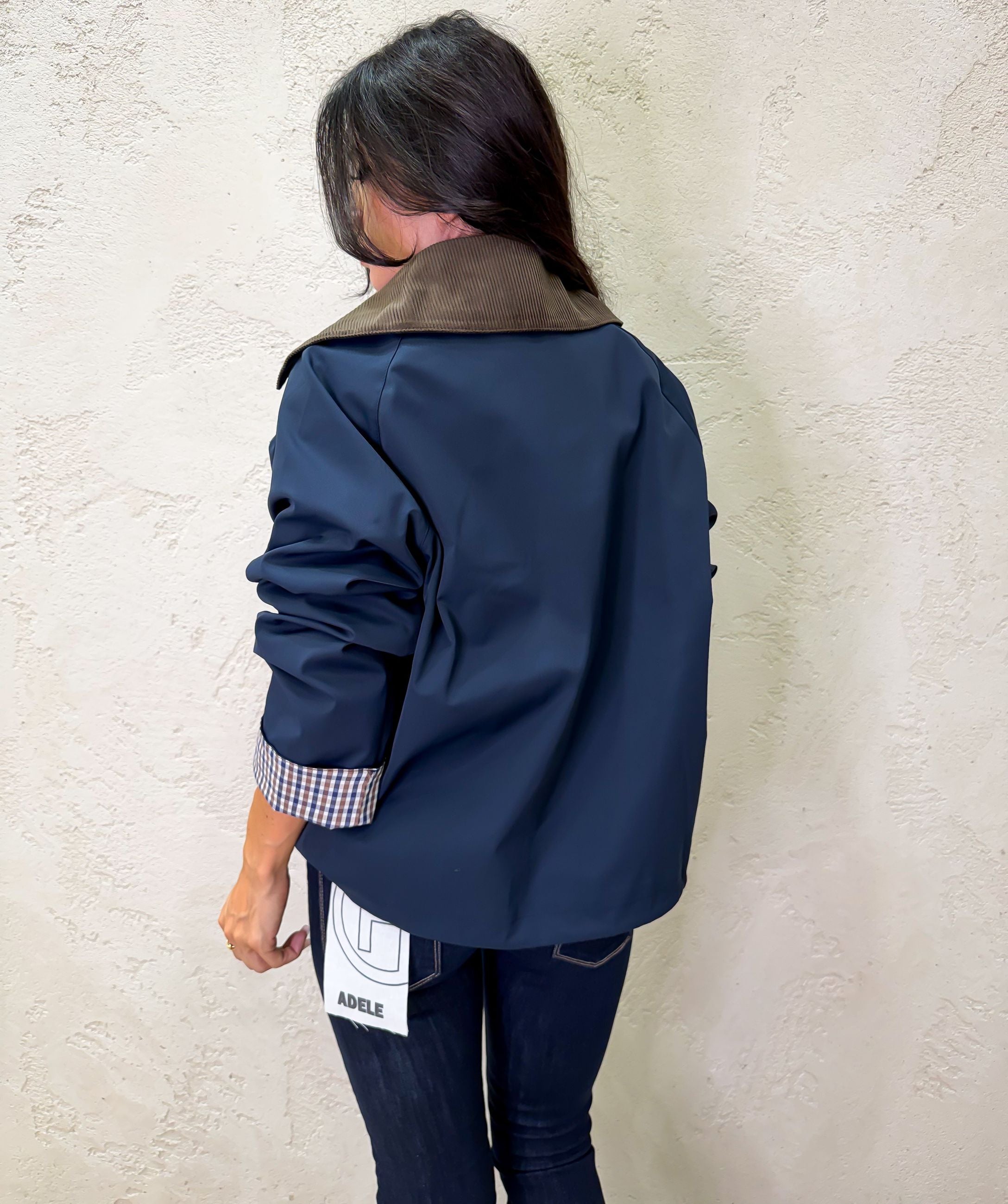 Trench a bomber con colletto in velluto a costine