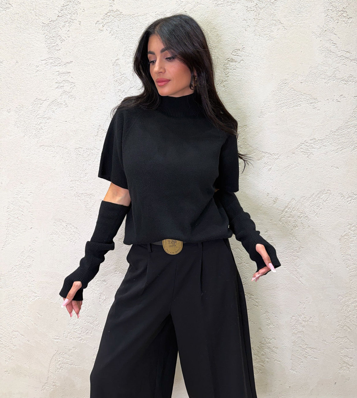 Maglia in misto lana e cashmere con manicotti