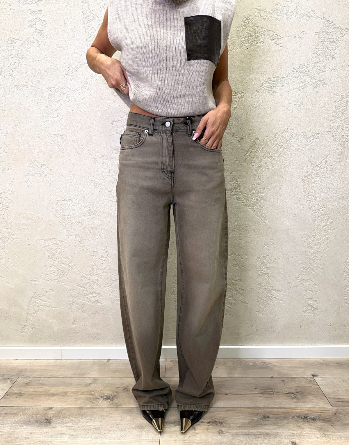 jeans modello stella in tela ferma a gamba dritta