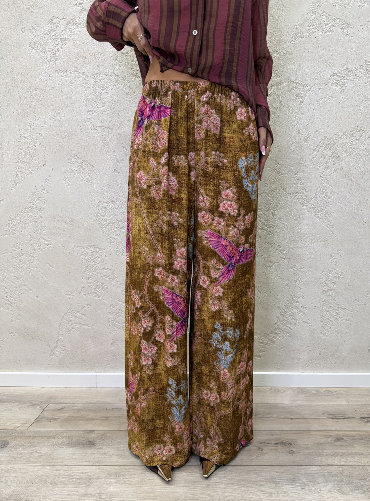 Pantalone "Nomad" pappagalli in viscosa