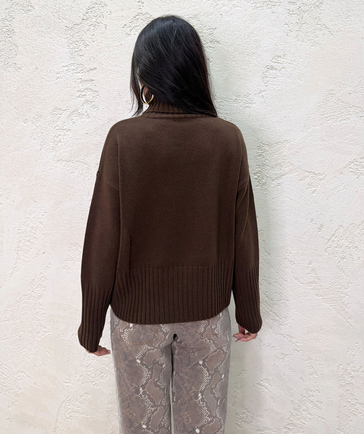 Pullover a collo alto in pura lana