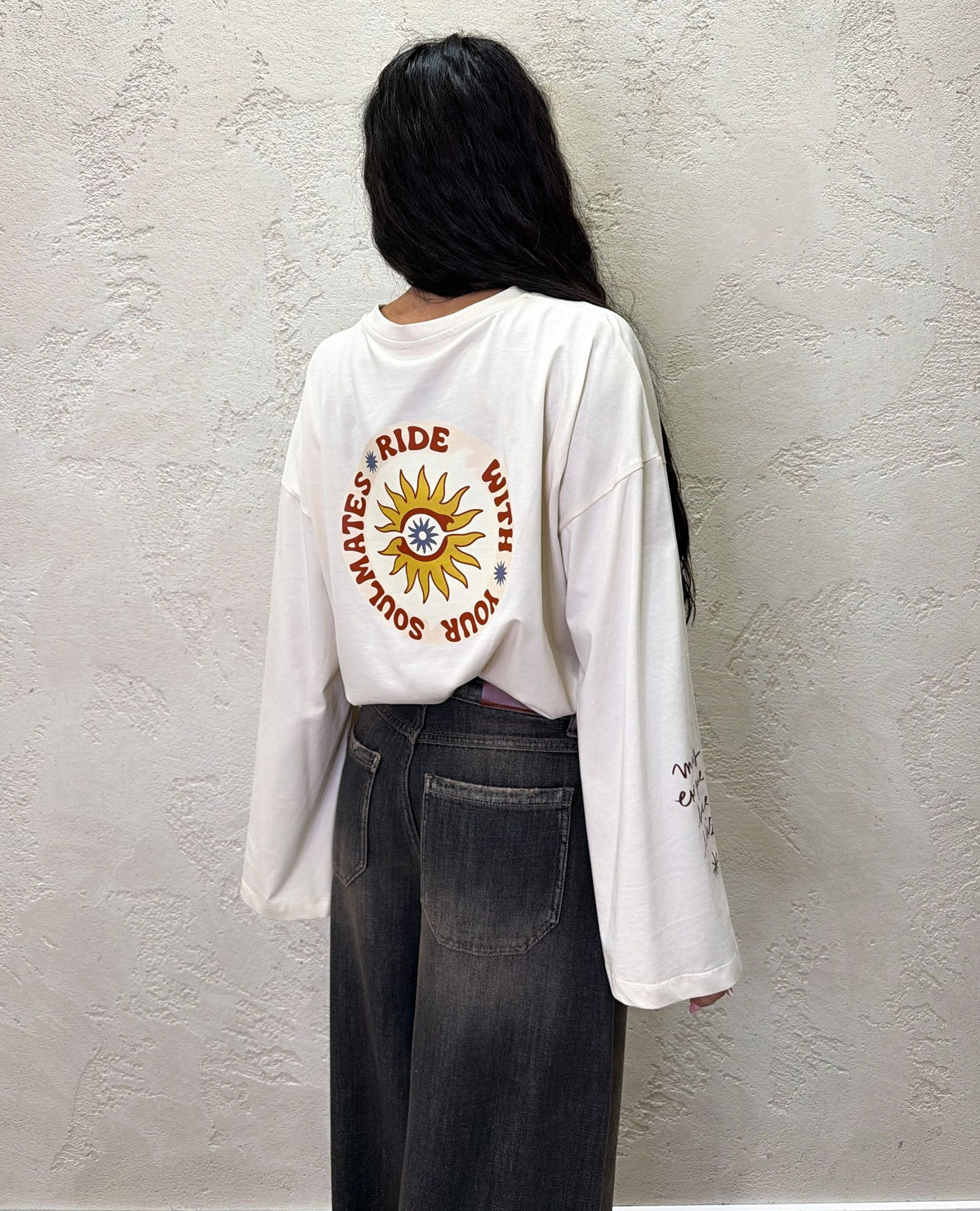 T-shirt "Sun" in cotone a manica lunga ampia